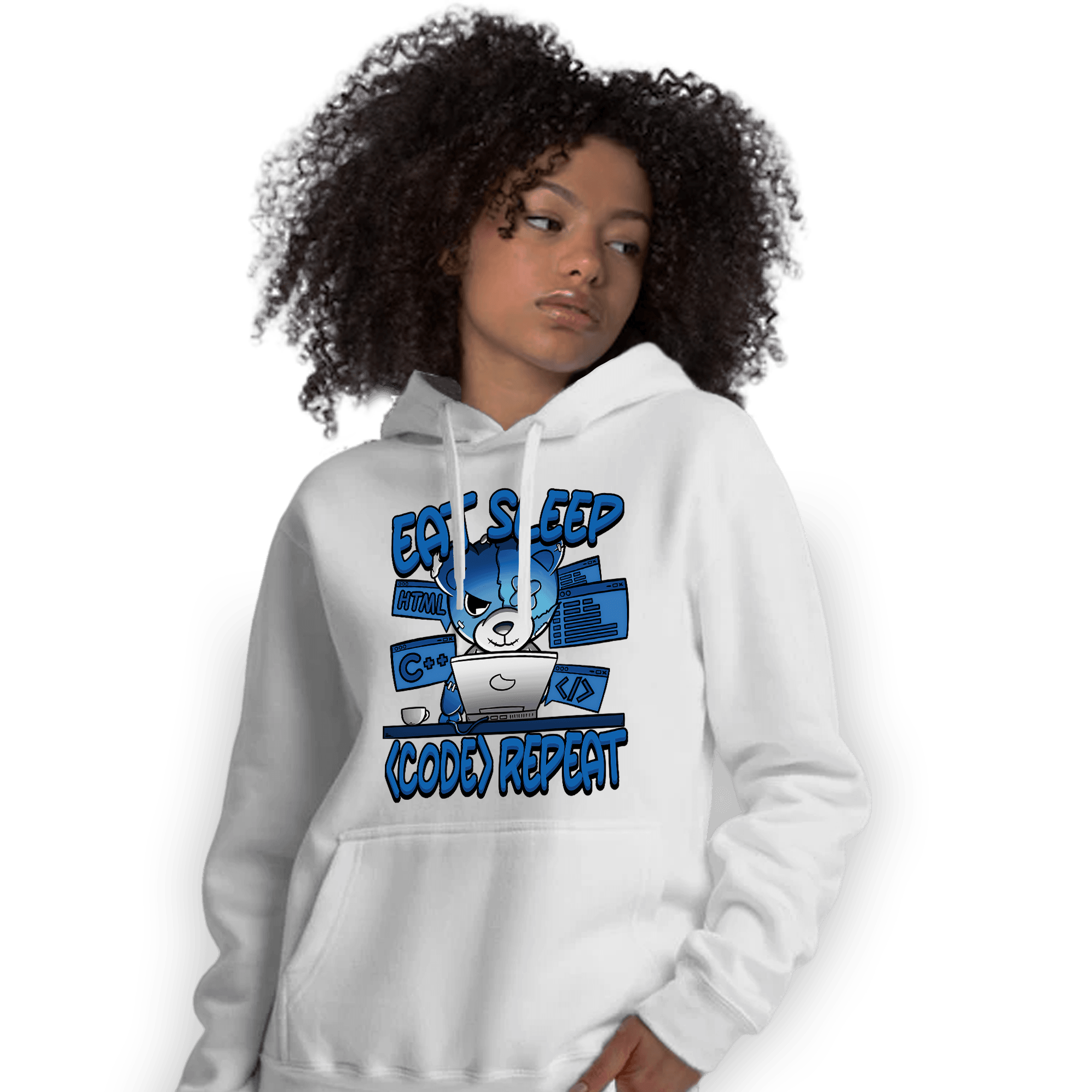 Royal Reimagined 1s Hoodie Match Eat Sleep Code BER - NastyJamz