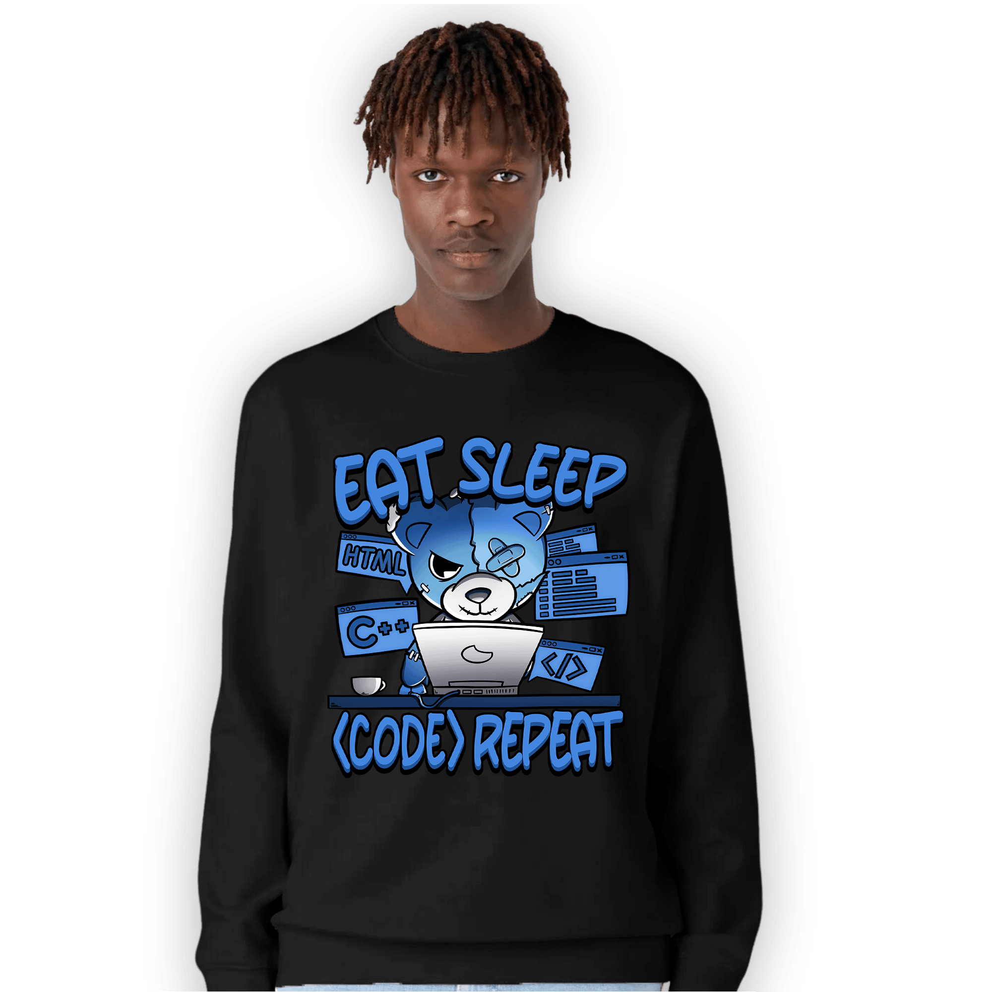 University Blue Toe 1s Sweatshirt Match Eat Sleep Code BER - NastyJamz