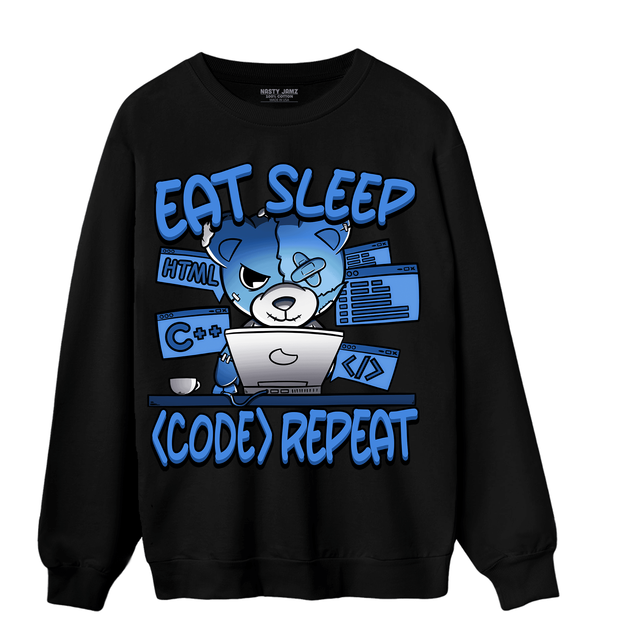 University Blue Toe 1s Sweatshirt Match Eat Sleep Code BER - NastyJamz