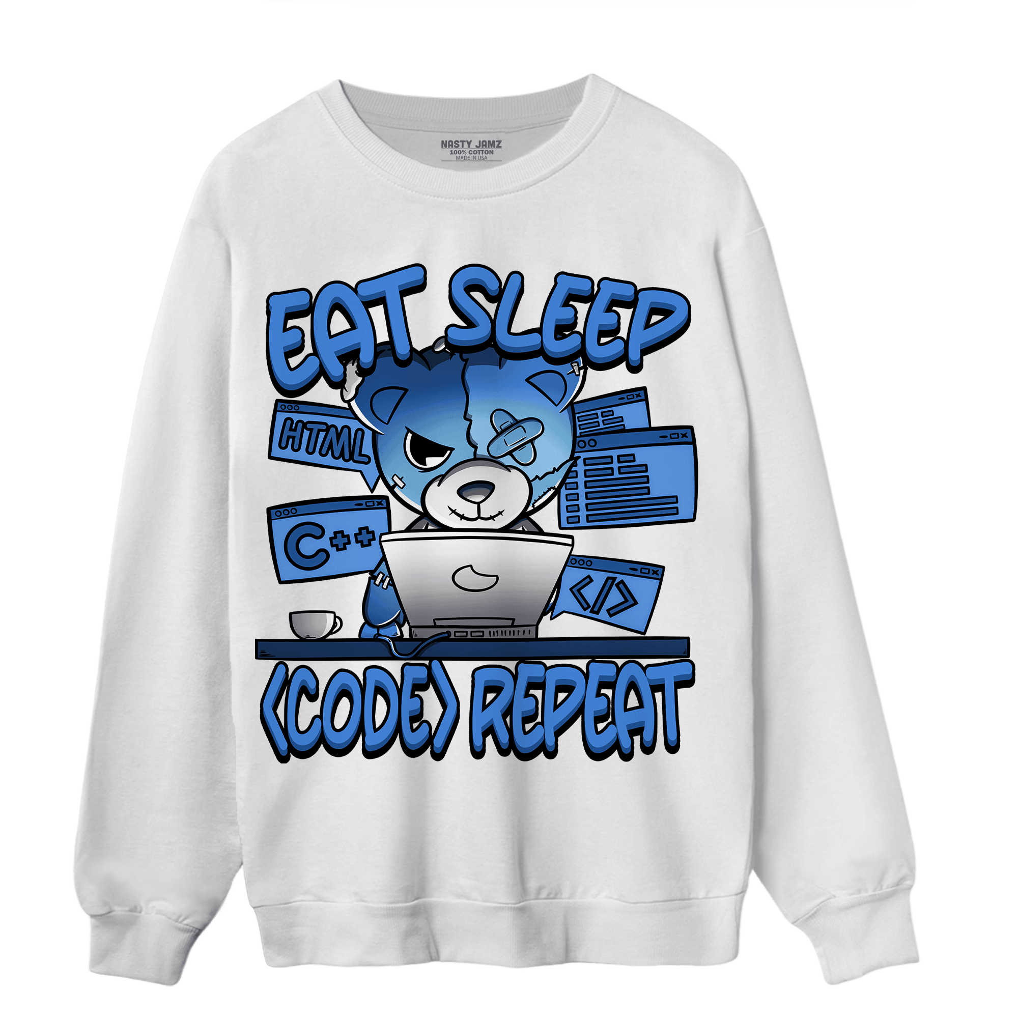 University Blue Toe 1s Sweatshirt Match Eat Sleep Code BER - NastyJamz