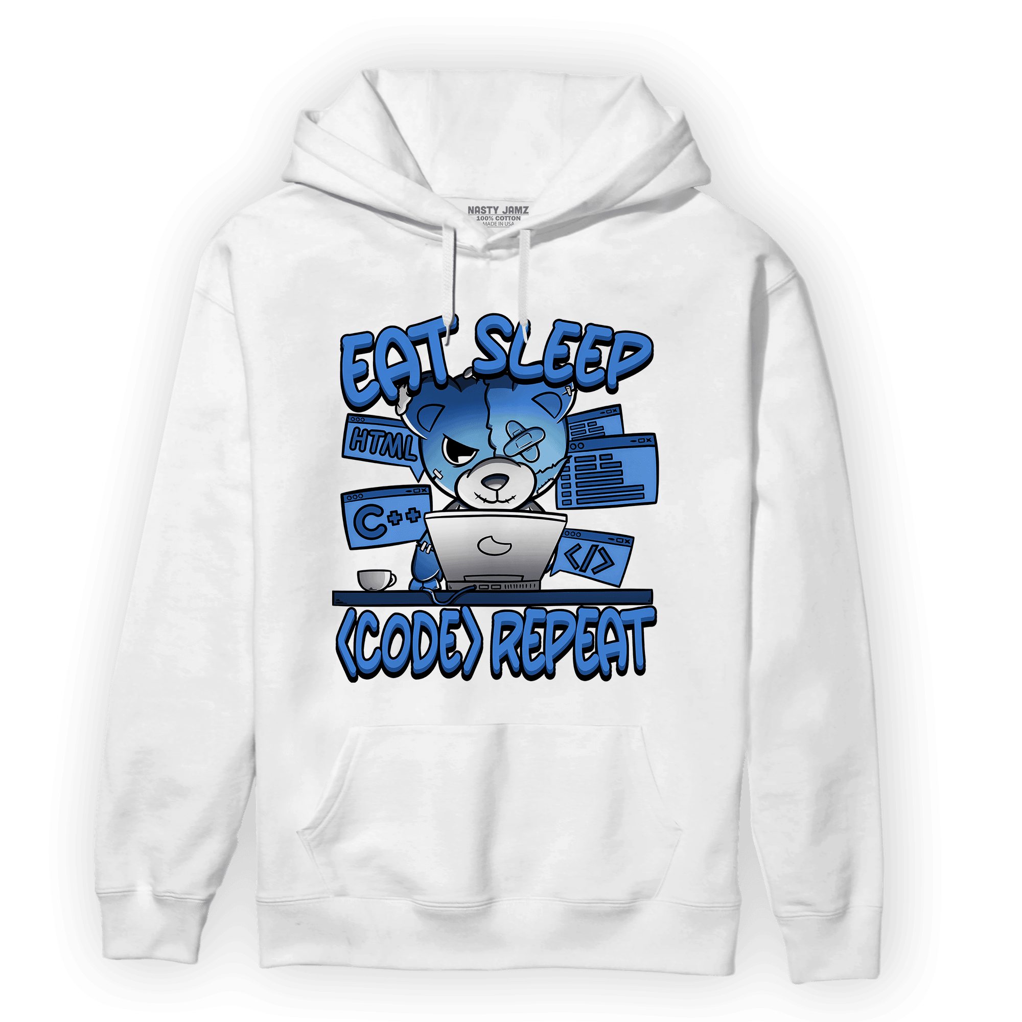 University Blue Toe 1s Hoodie Match Eat Sleep Code BER - NastyJamz