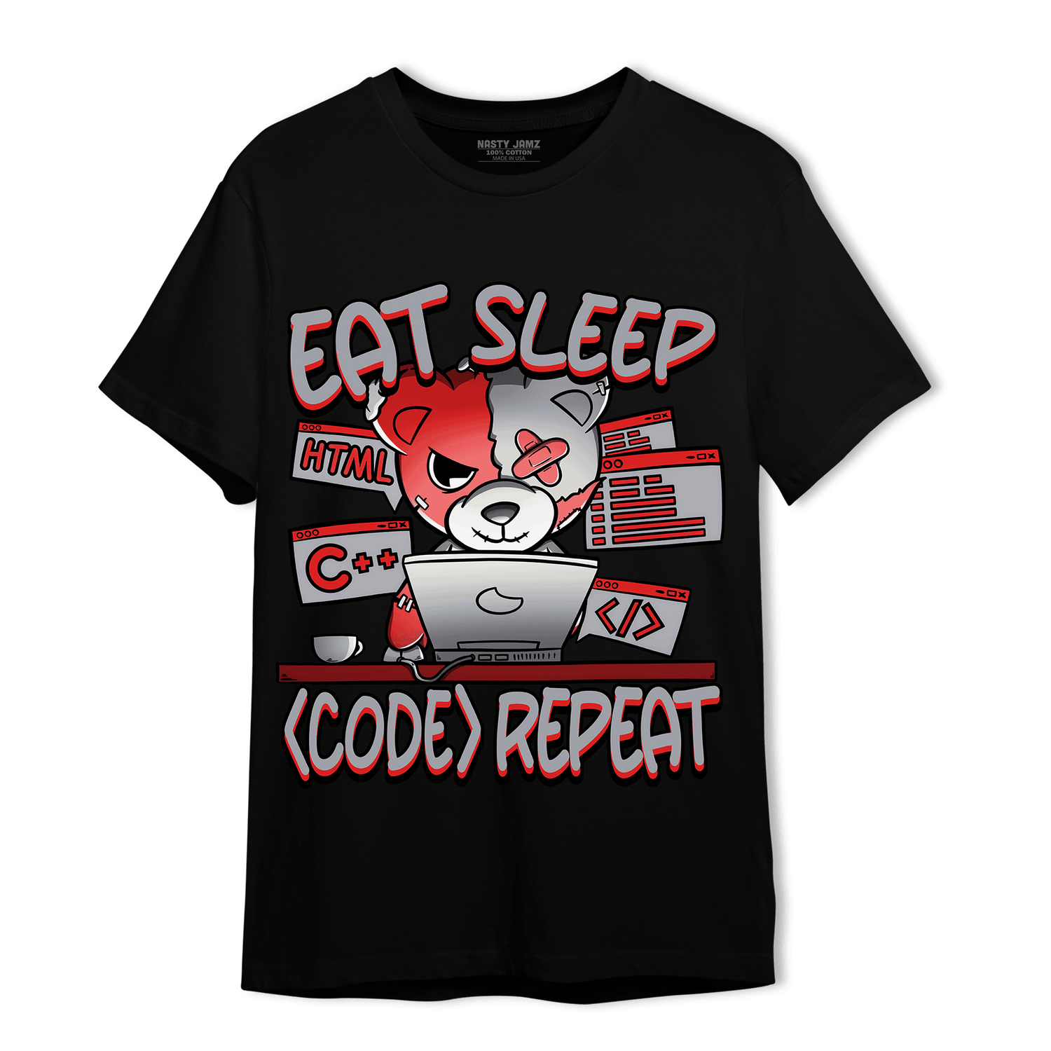 Bred Reimagined 4s T Shirt Match Eat Sleep Code BER - NastyJamz
