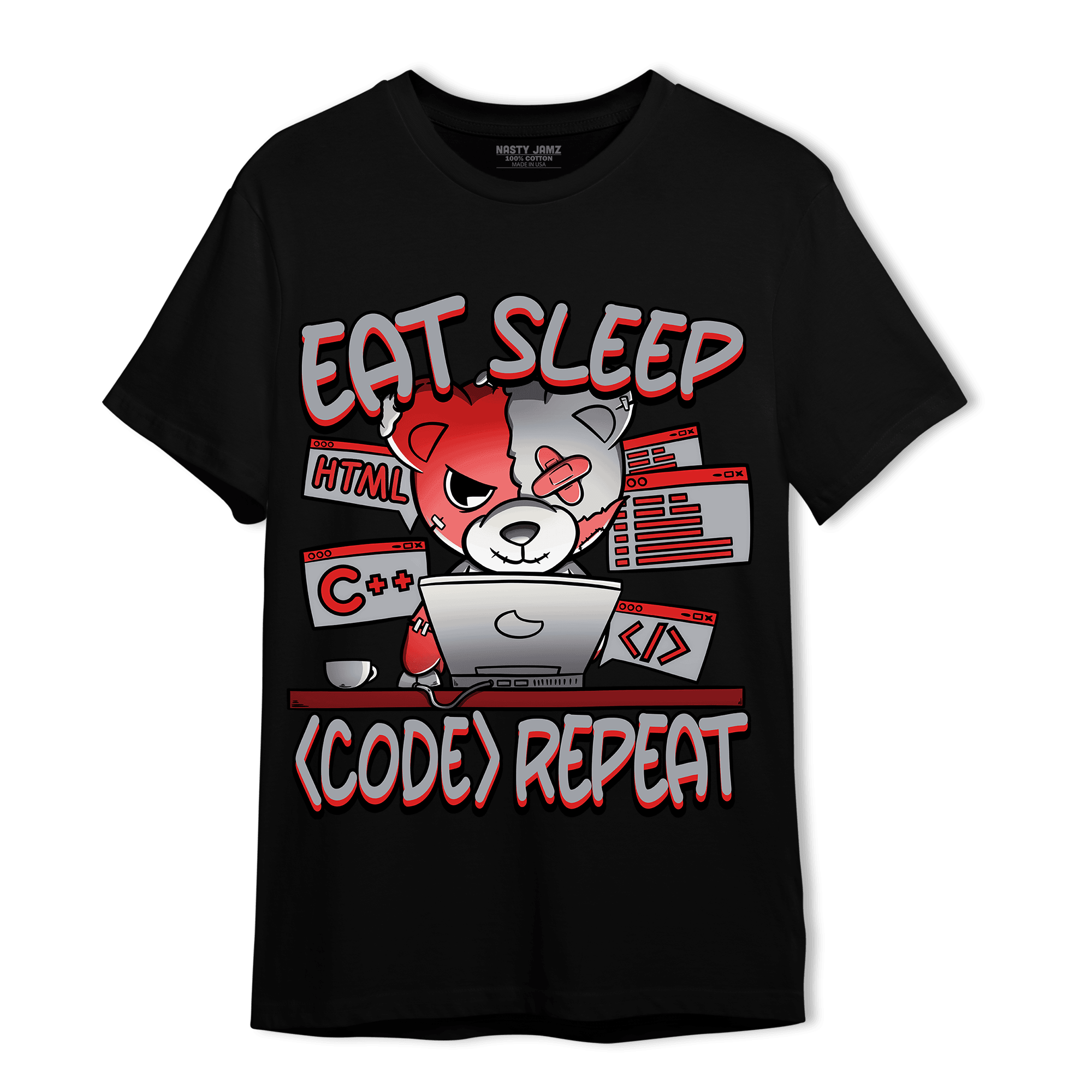 Bred Reimagined 4s T Shirt Match Eat Sleep Code BER - NastyJamz