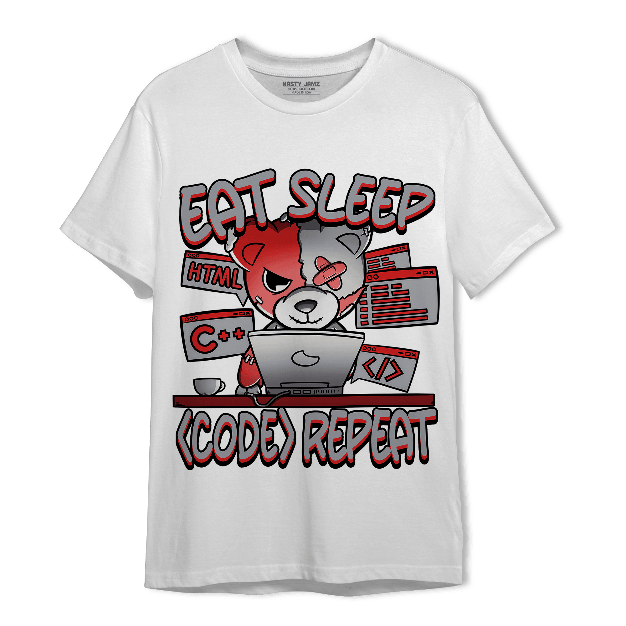 Bred Reimagined 4s T Shirt Match Eat Sleep Code BER - NastyJamz