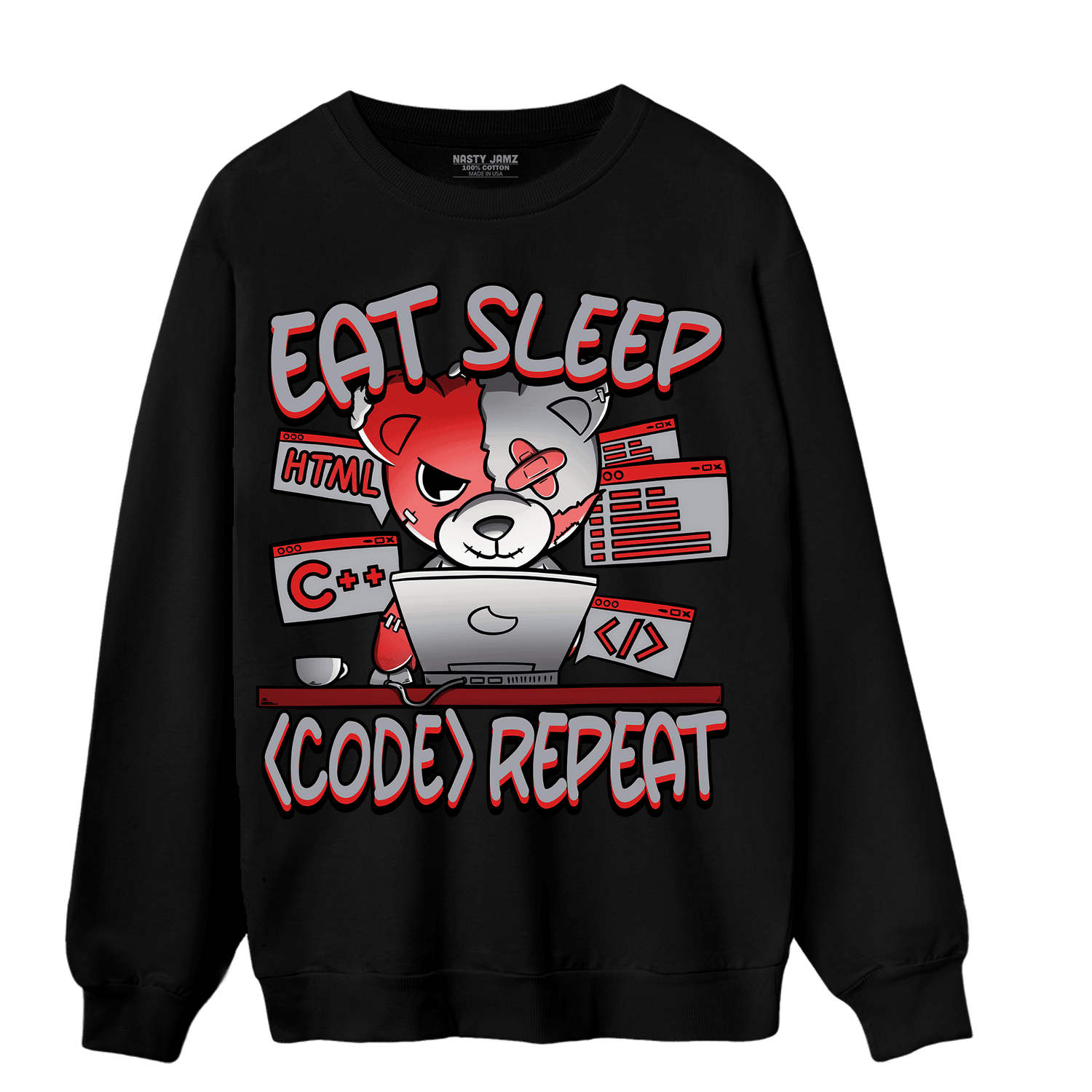 Bred Reimagined 4s Sweatshirt Match Eat Sleep Code BER - NastyJamz