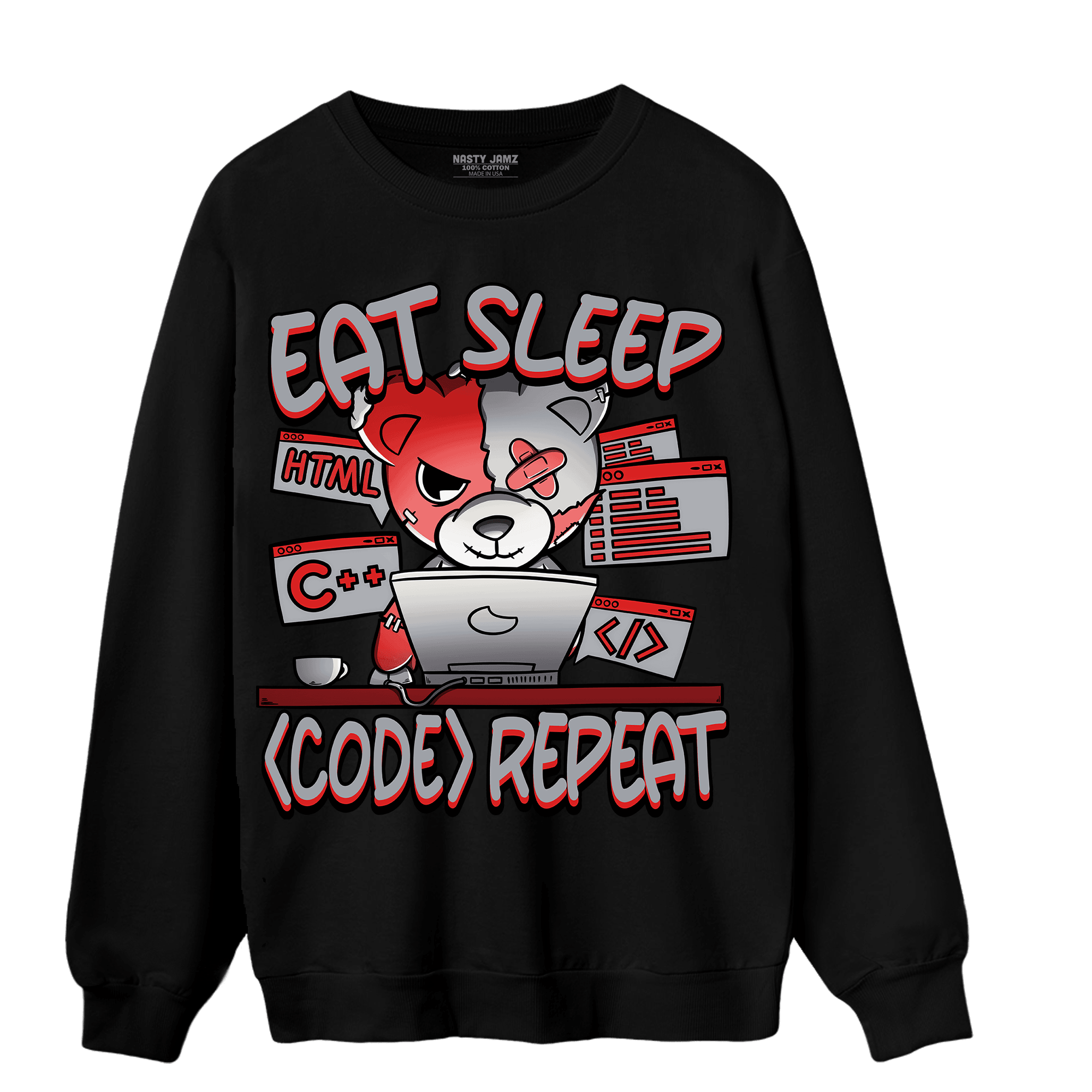 Bred Reimagined 4s Sweatshirt Match Eat Sleep Code BER - NastyJamz