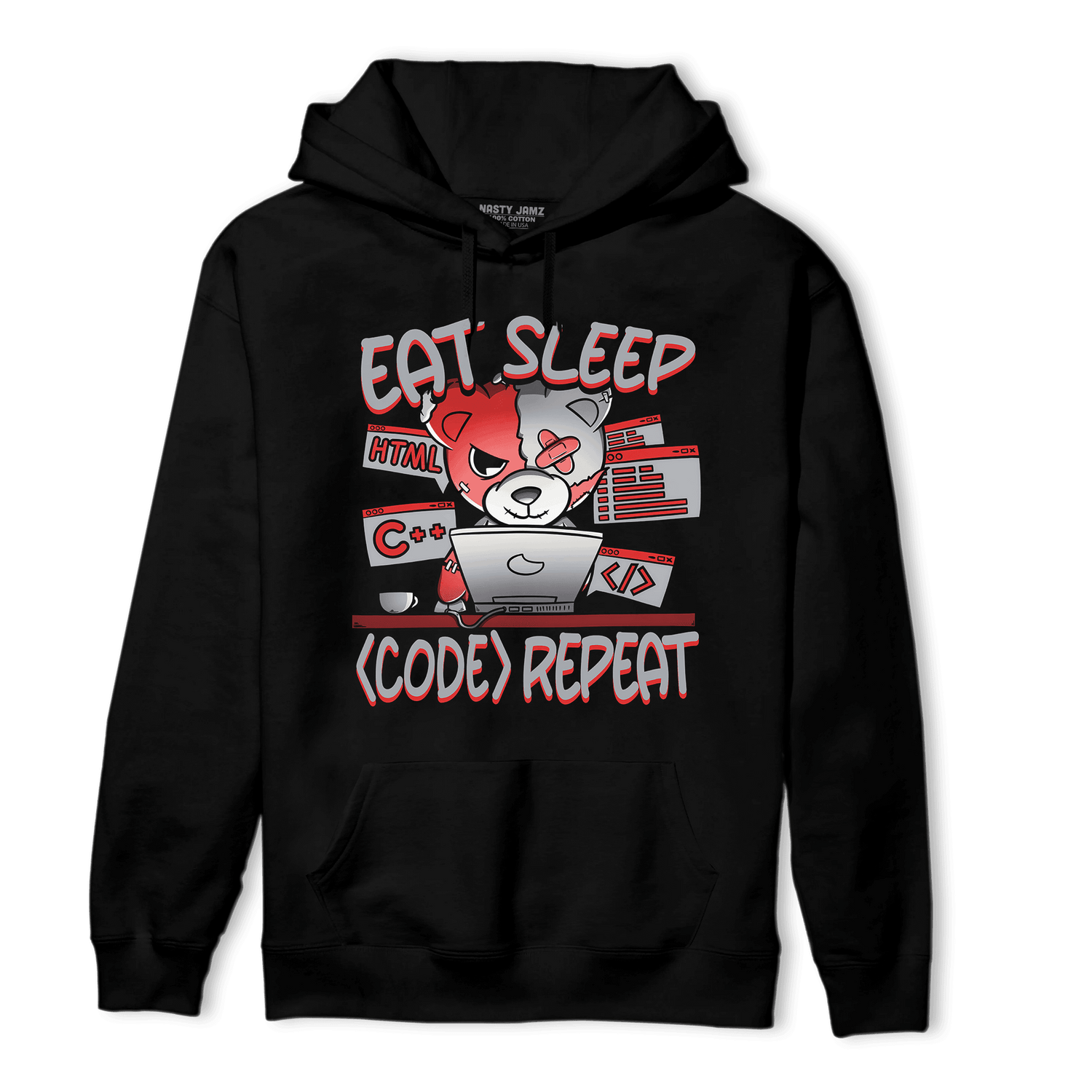 Bred Reimagined 4s Hoodie Match Eat Sleep Code BER - NastyJamz