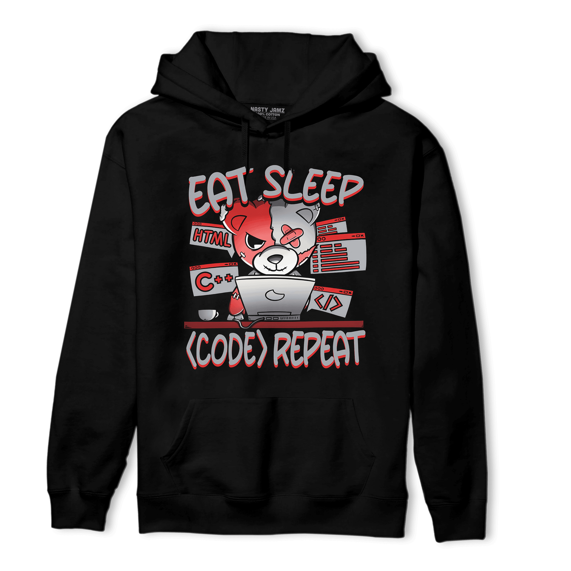 Bred Reimagined 4s Hoodie Match Eat Sleep Code BER - NastyJamz