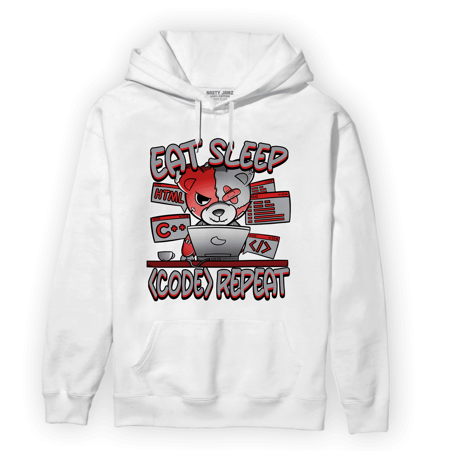 Bred Reimagined 4s Hoodie Match Eat Sleep Code BER - NastyJamz