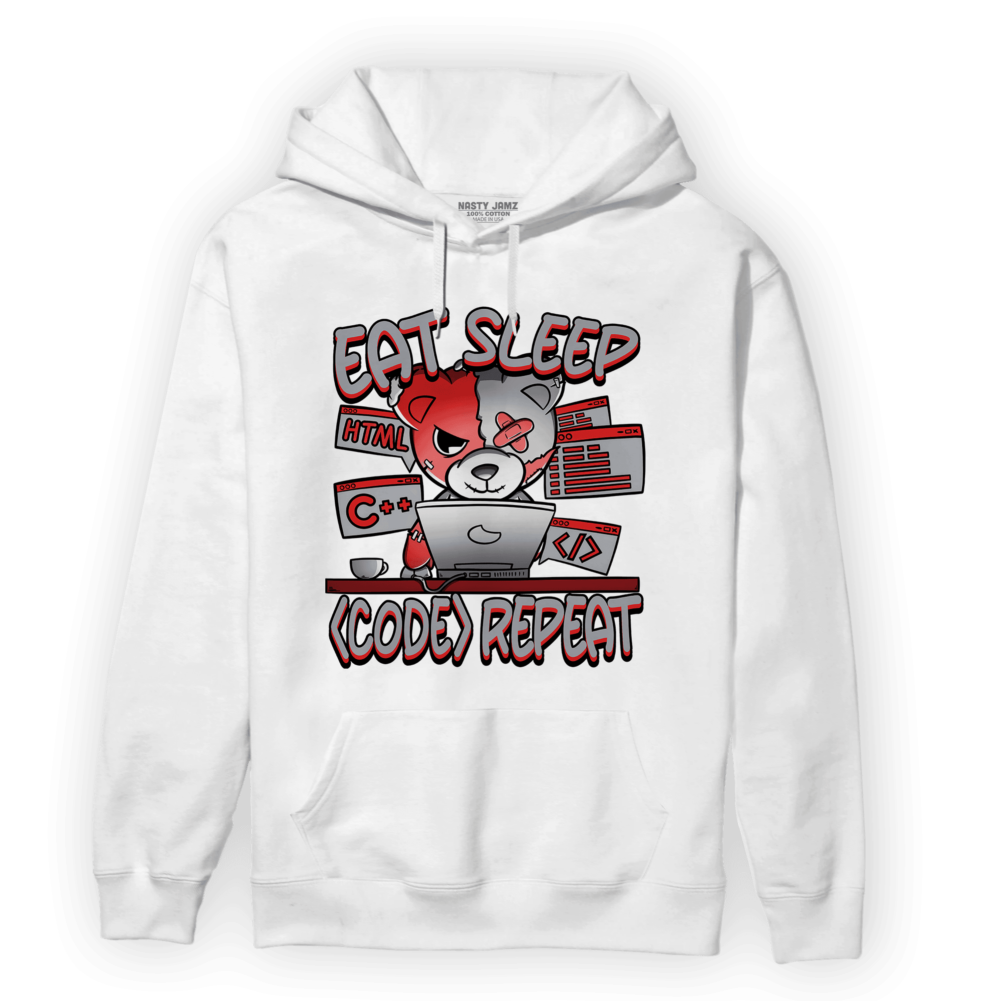 Bred Reimagined 4s Hoodie Match Eat Sleep Code BER - NastyJamz