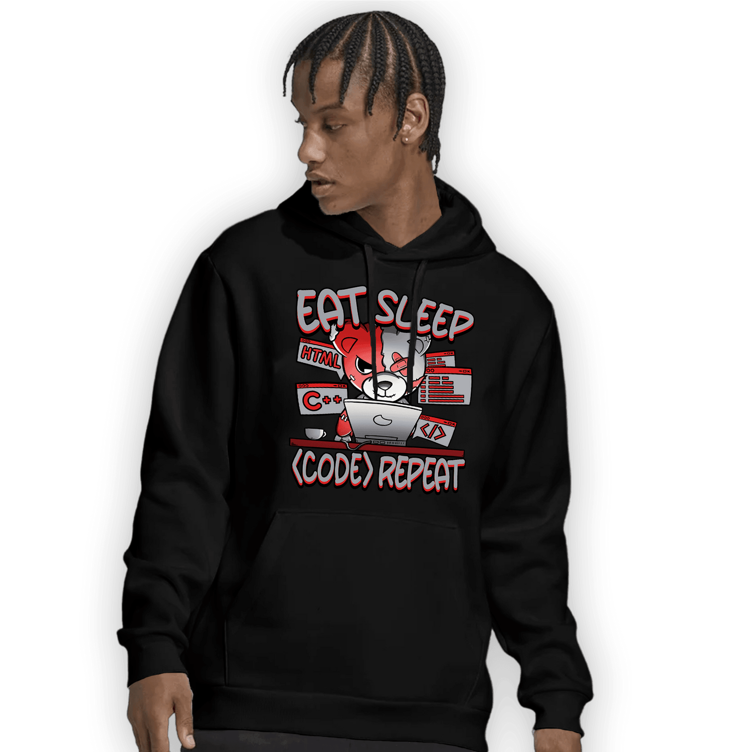 Bred Reimagined 4s Hoodie Match Eat Sleep Code BER - NastyJamz