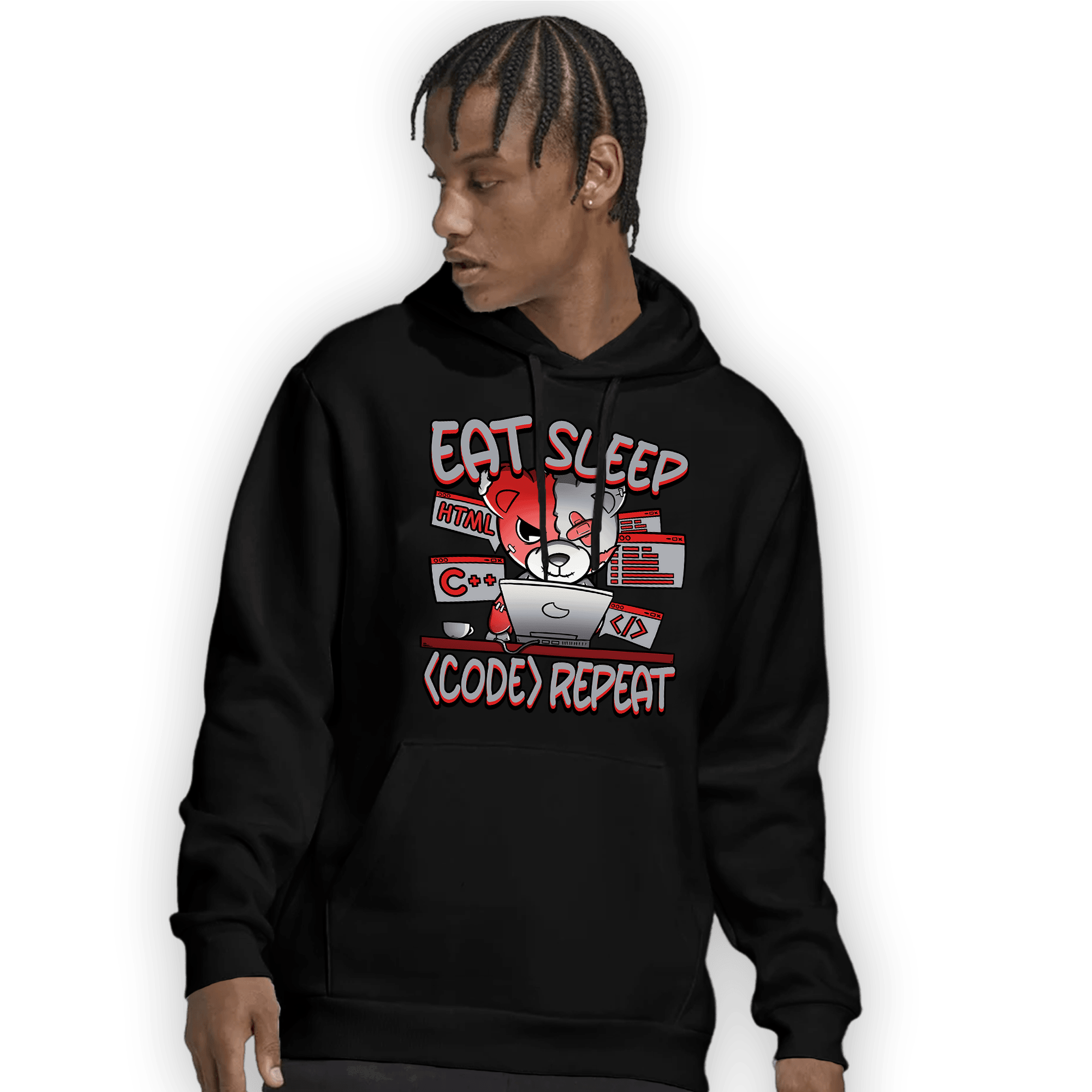 Bred Reimagined 4s Hoodie Match Eat Sleep Code BER - NastyJamz