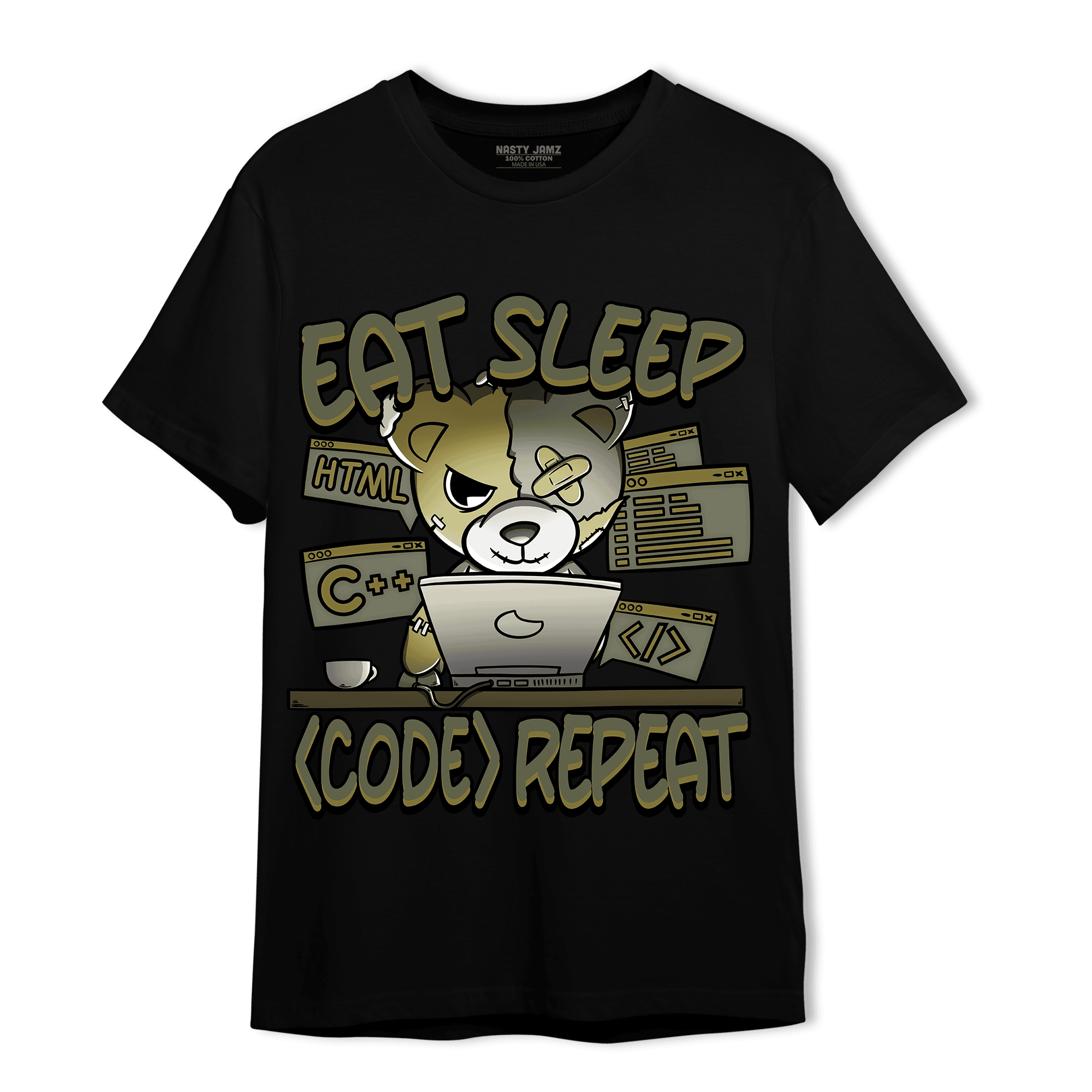 SE Craft Medium Olive 4s T Shirt Match Eat Sleep Code BER - NastyJamz