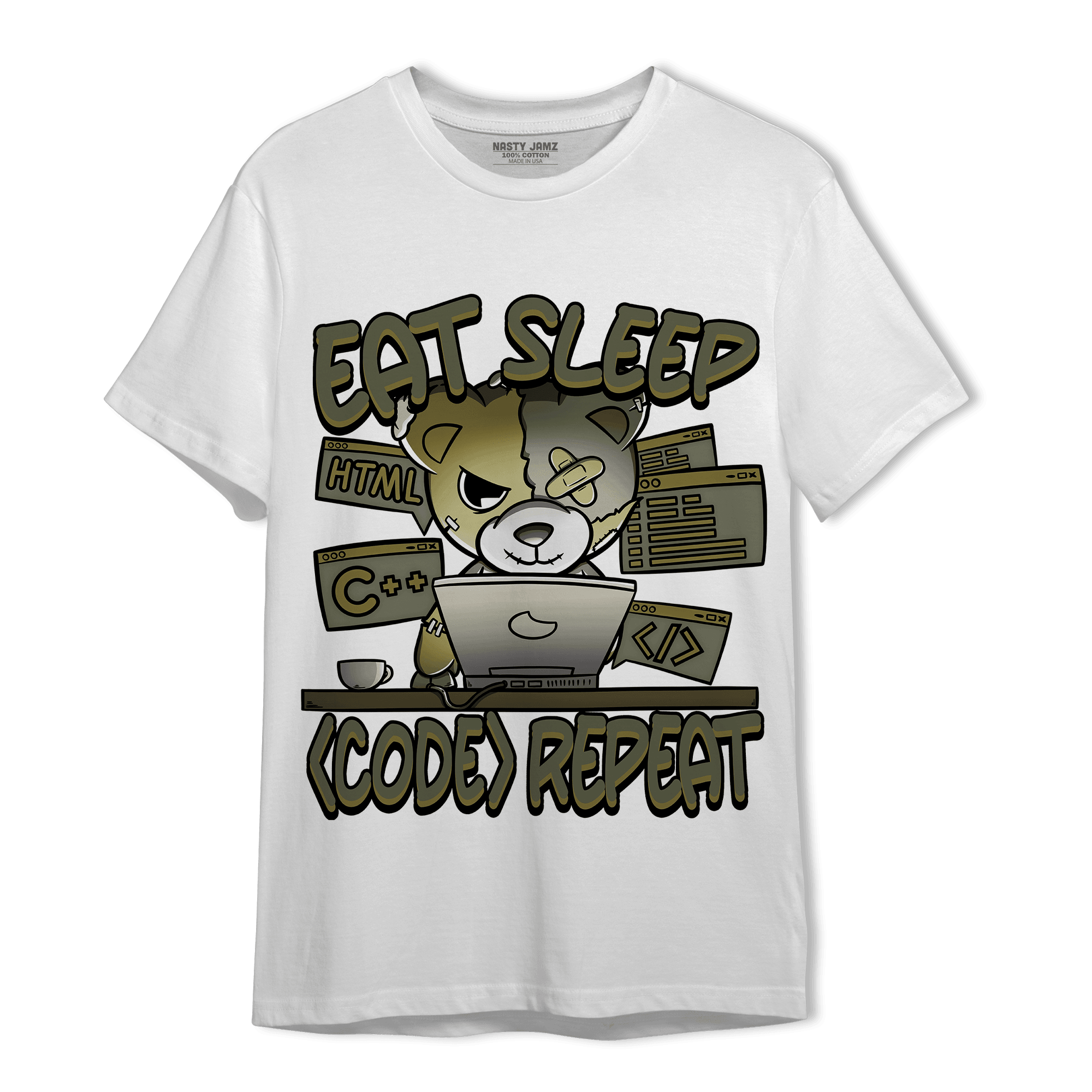 SE Craft Medium Olive 4s T Shirt Match Eat Sleep Code BER - NastyJamz