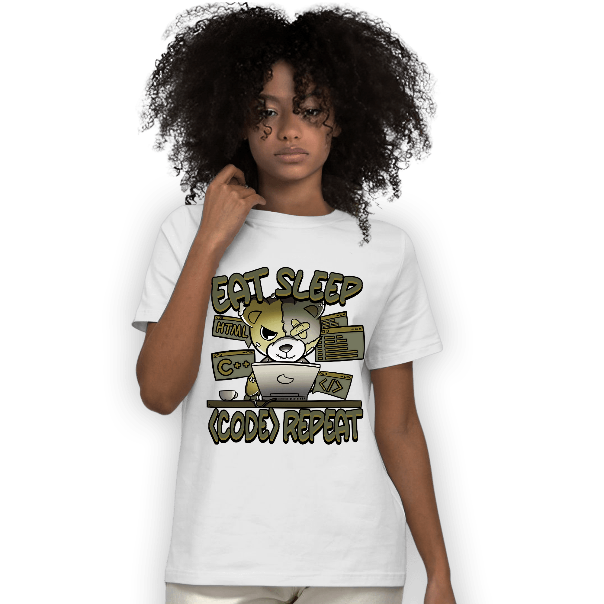 SE Craft Medium Olive 4s T Shirt Match Eat Sleep Code BER - NastyJamz