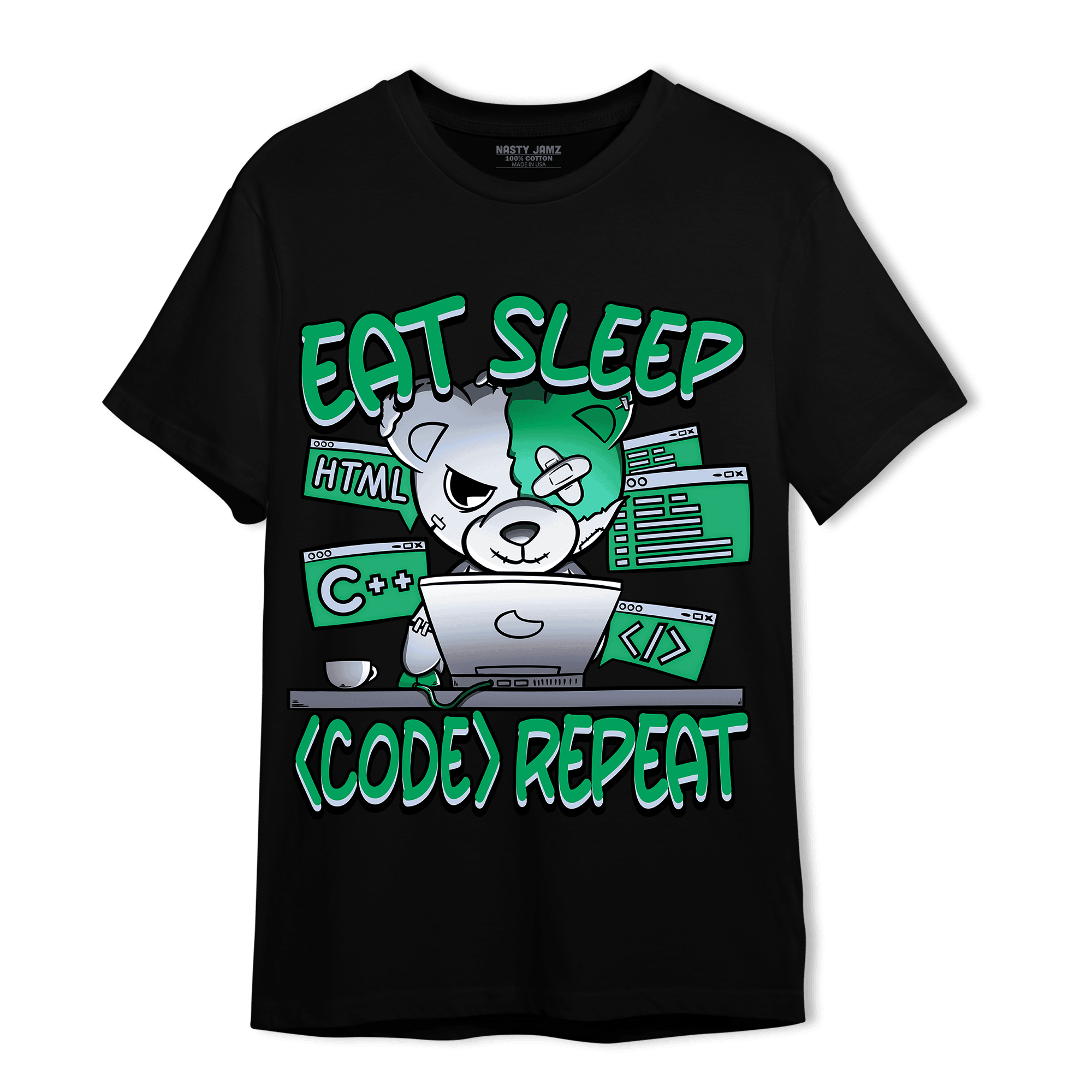 Lucky Green 5s T Shirt Match Eat Sleep Code BER - NastyJamz