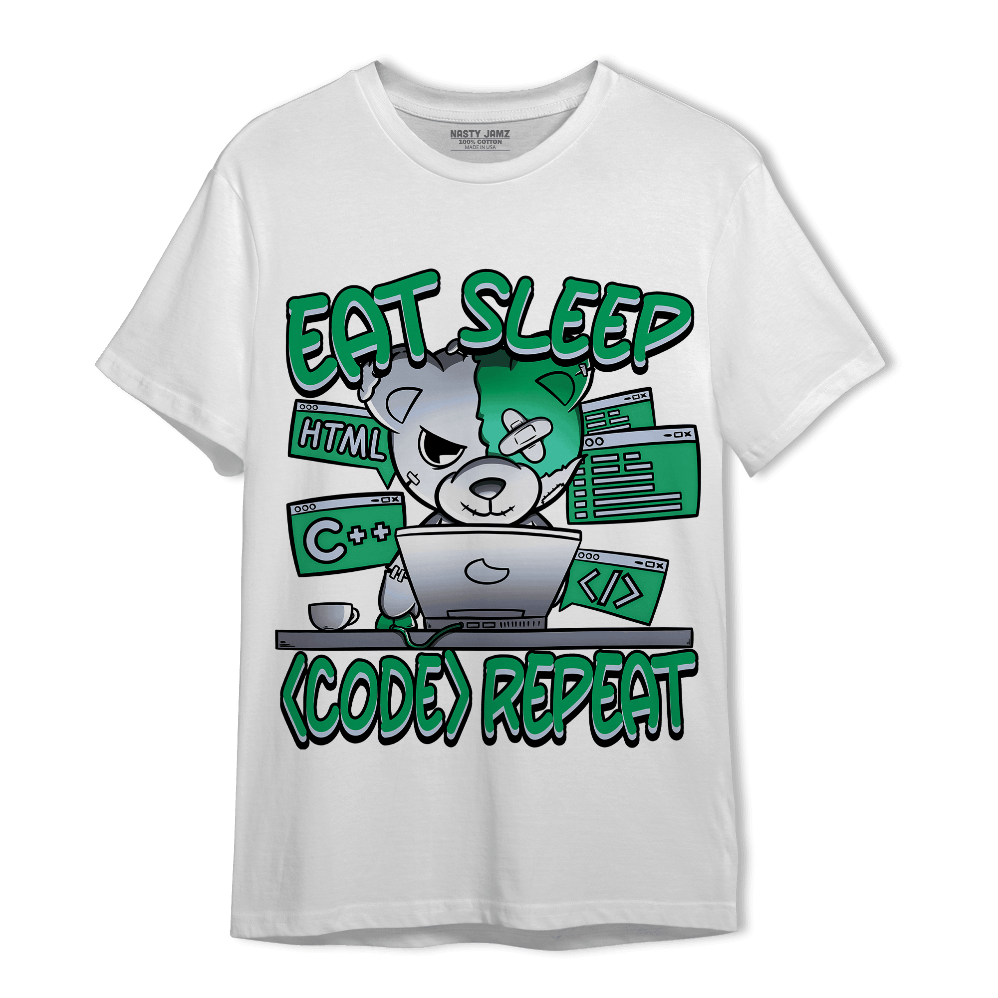 Lucky Green 5s T Shirt Match Eat Sleep Code BER - NastyJamz