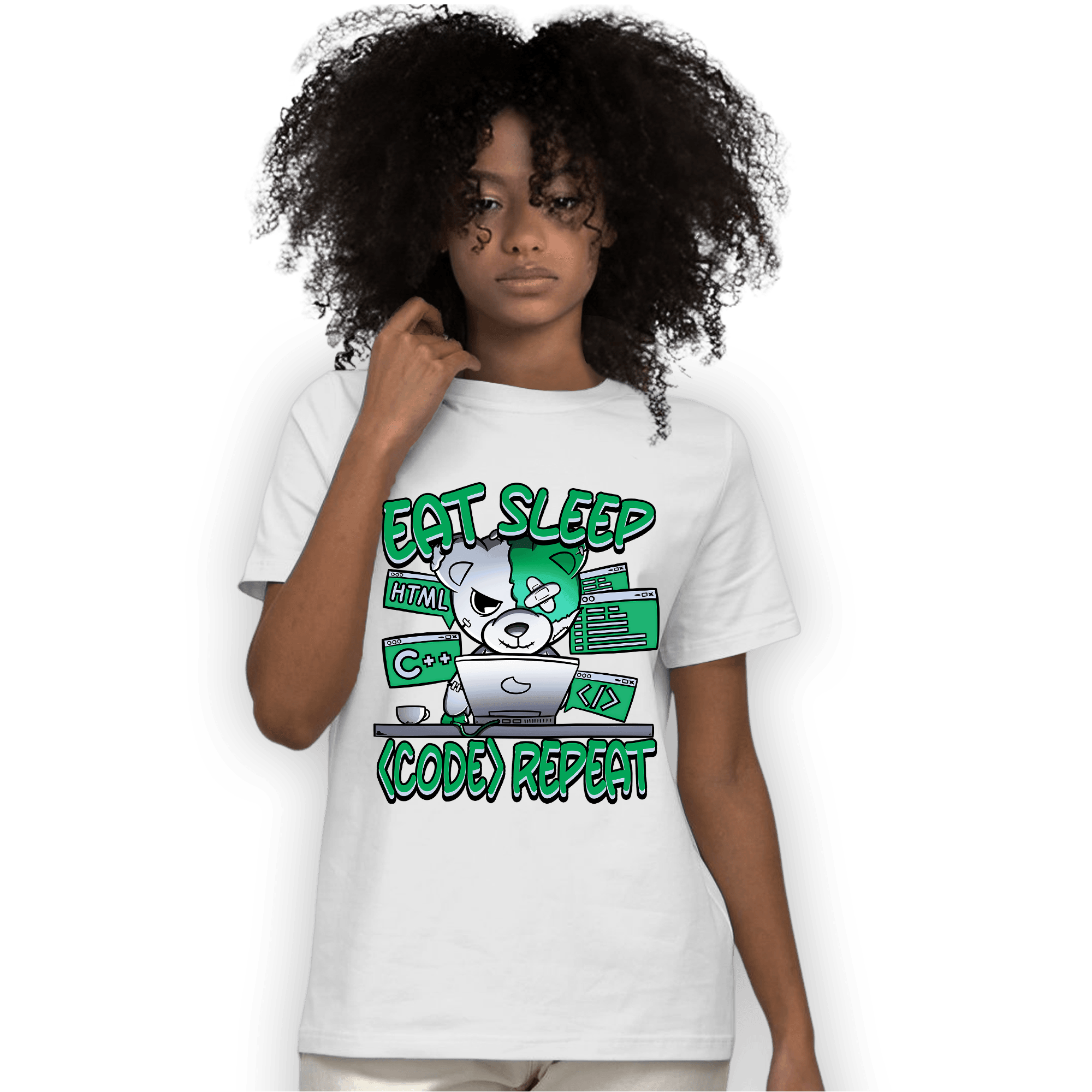 Lucky Green 5s T Shirt Match Eat Sleep Code BER - NastyJamz