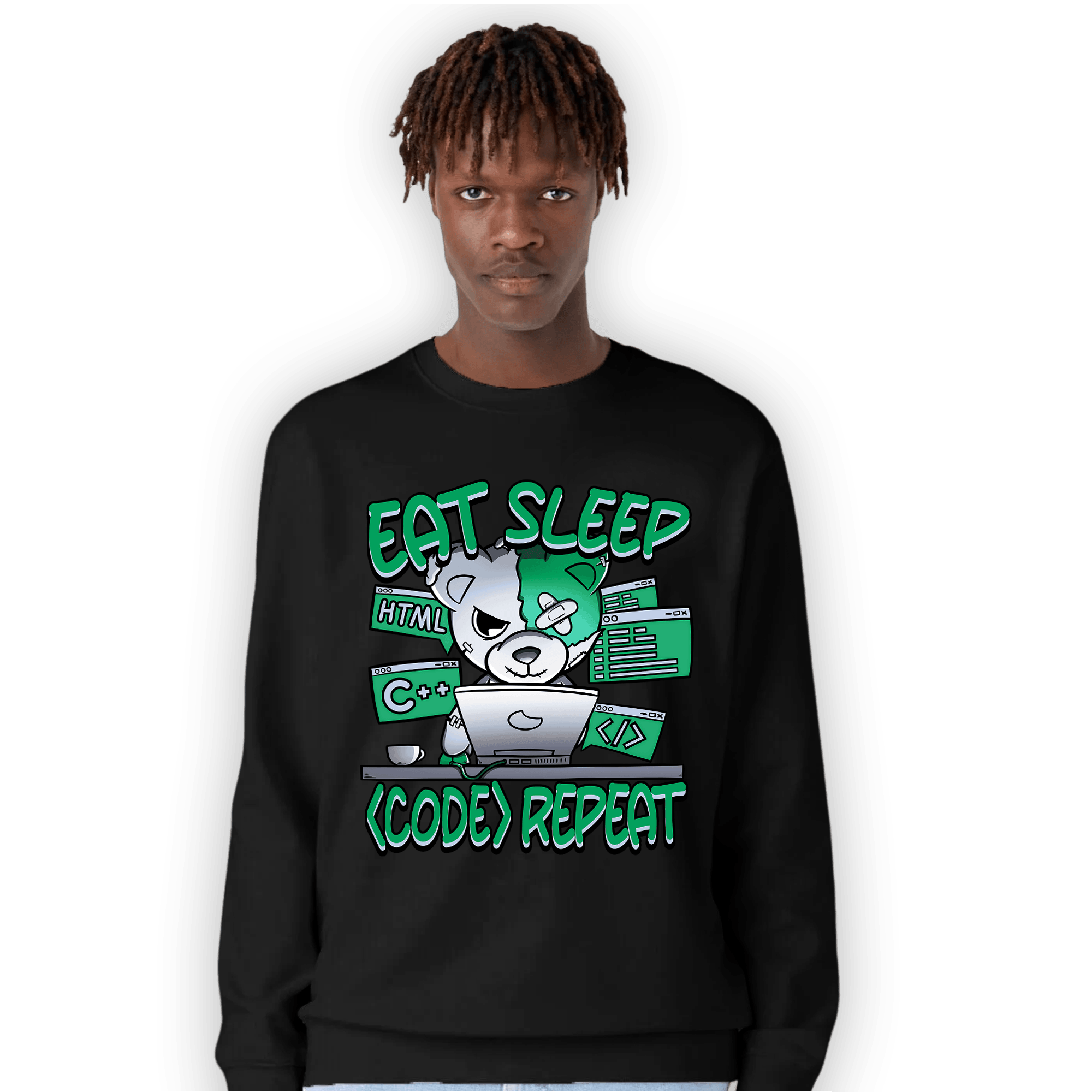 Lucky Green 5s Sweatshirt Match Eat Sleep Code BER - NastyJamz