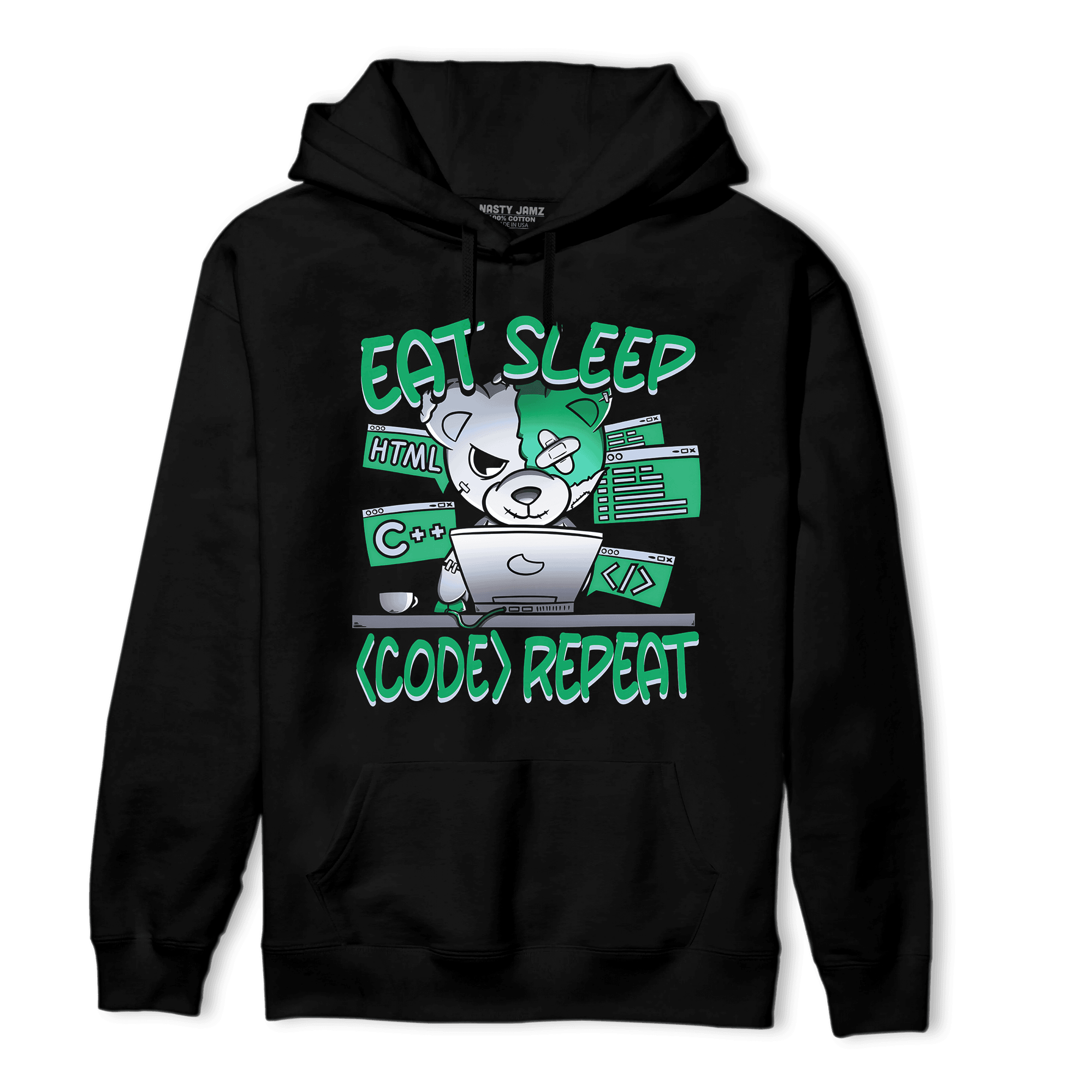 Lucky Green 5s Hoodie Match Eat Sleep Code BER - NastyJamz