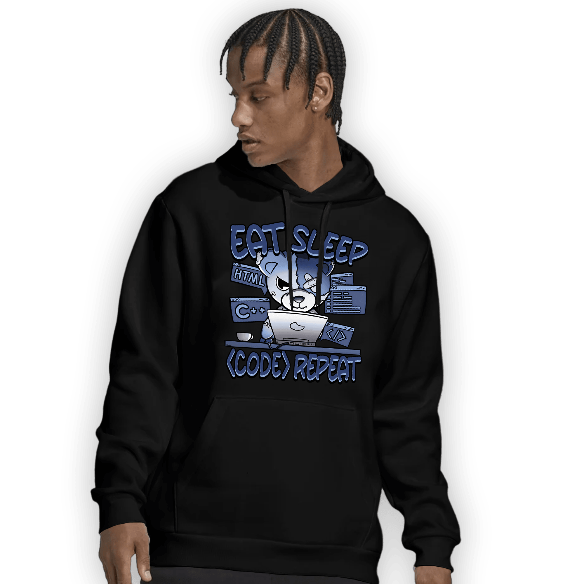 Midnight Navy 5s Hoodie Match Eat Sleep Code BER - NastyJamz