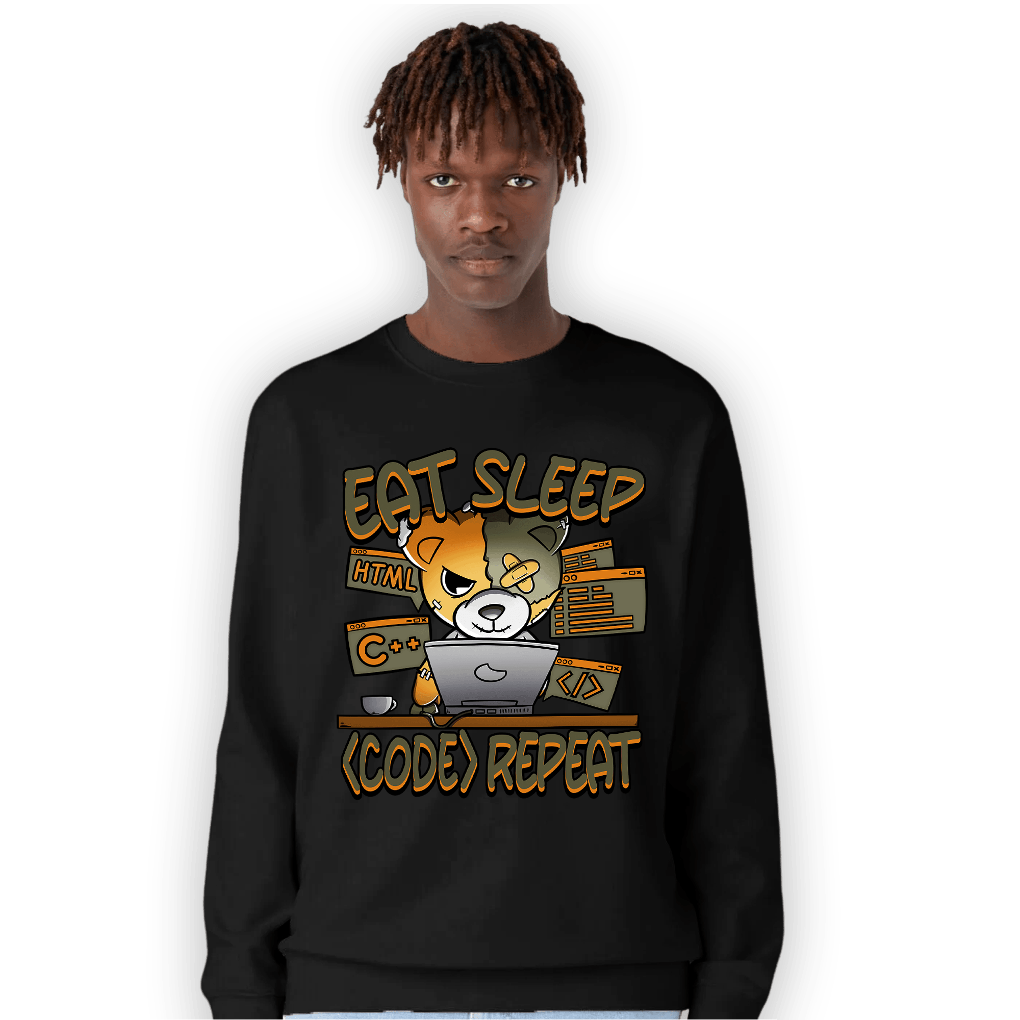 Olive 5s Sweatshirt Match Eat Sleep Code BER - NastyJamz