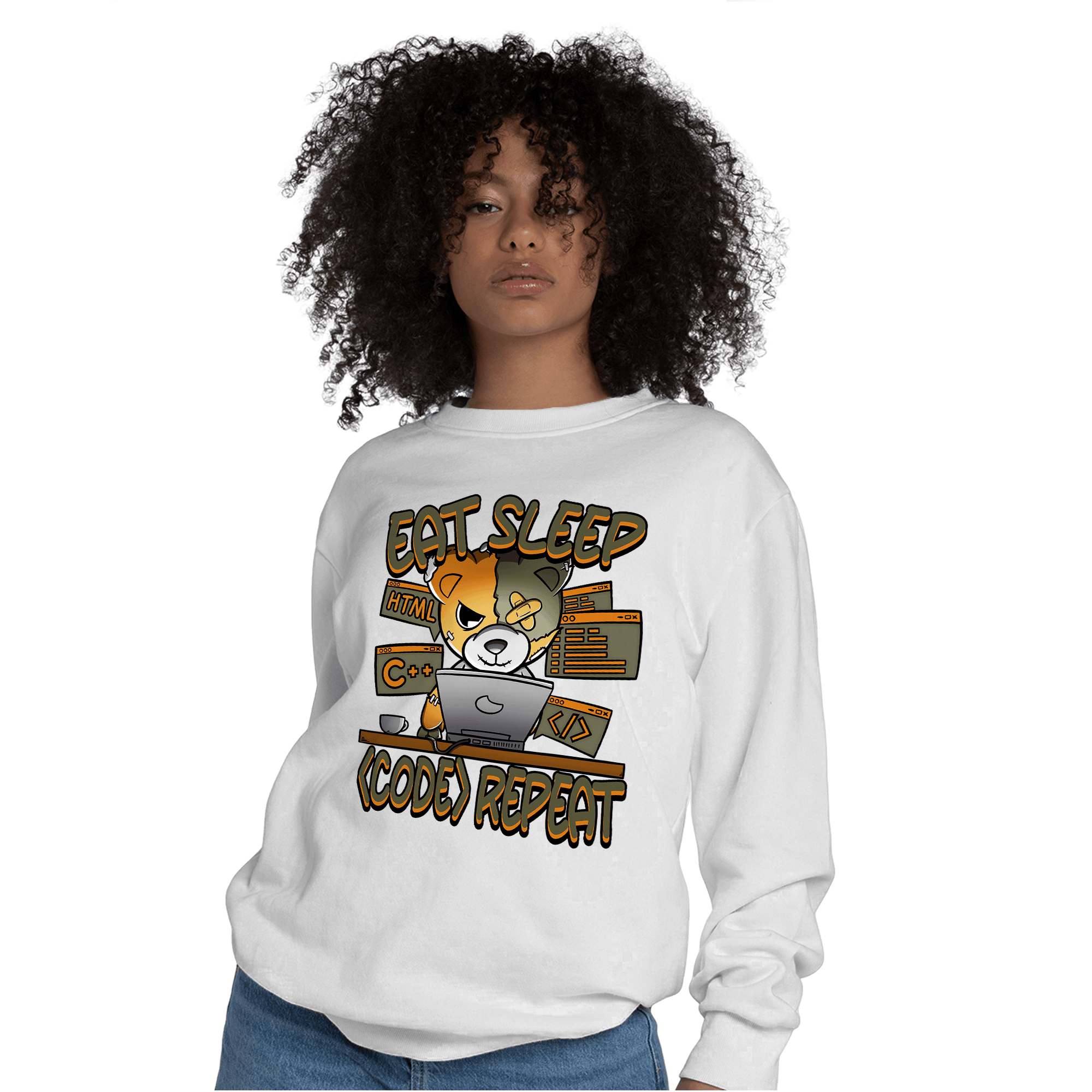 Olive 5s Sweatshirt Match Eat Sleep Code BER - NastyJamz
