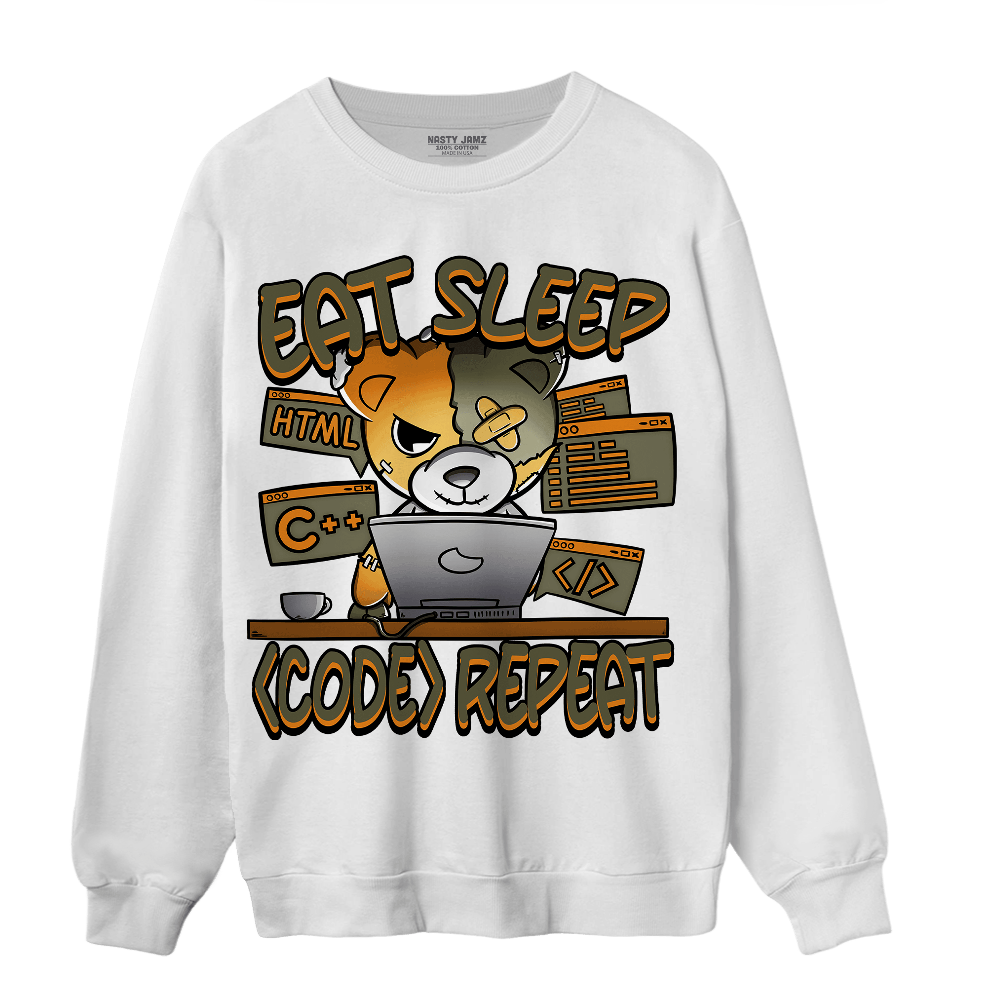 Olive 5s Sweatshirt Match Eat Sleep Code BER - NastyJamz
