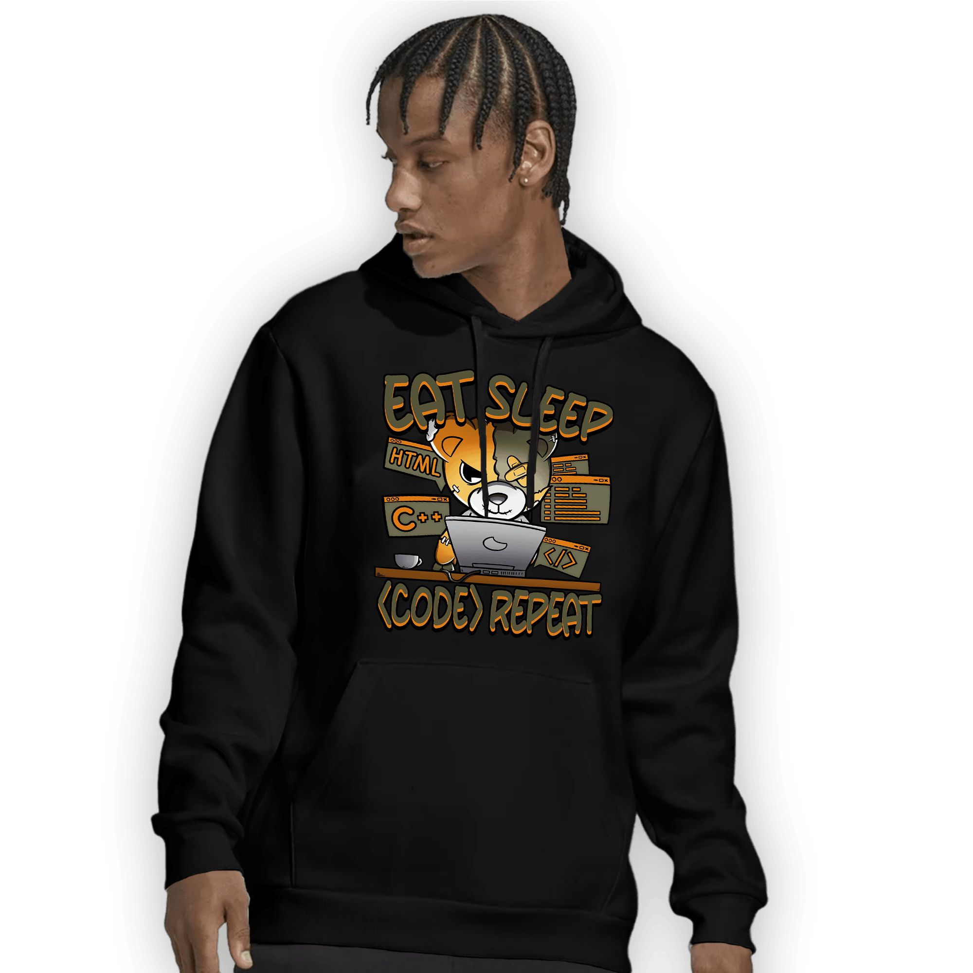 Olive 5s Hoodie Match Eat Sleep Code BER - NastyJamz