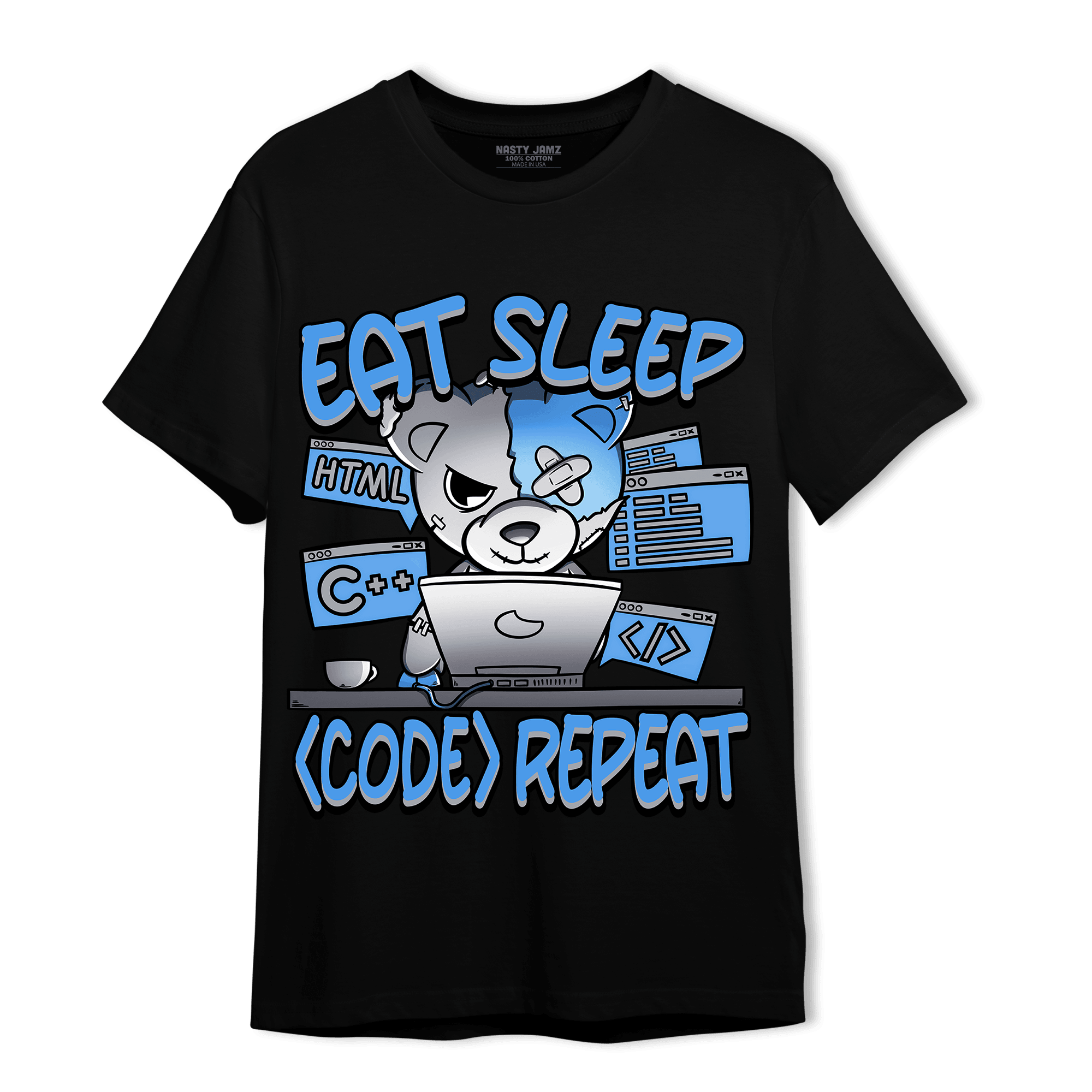 University Blue 5s T Shirt Match Eat Sleep Code BER - NastyJamz
