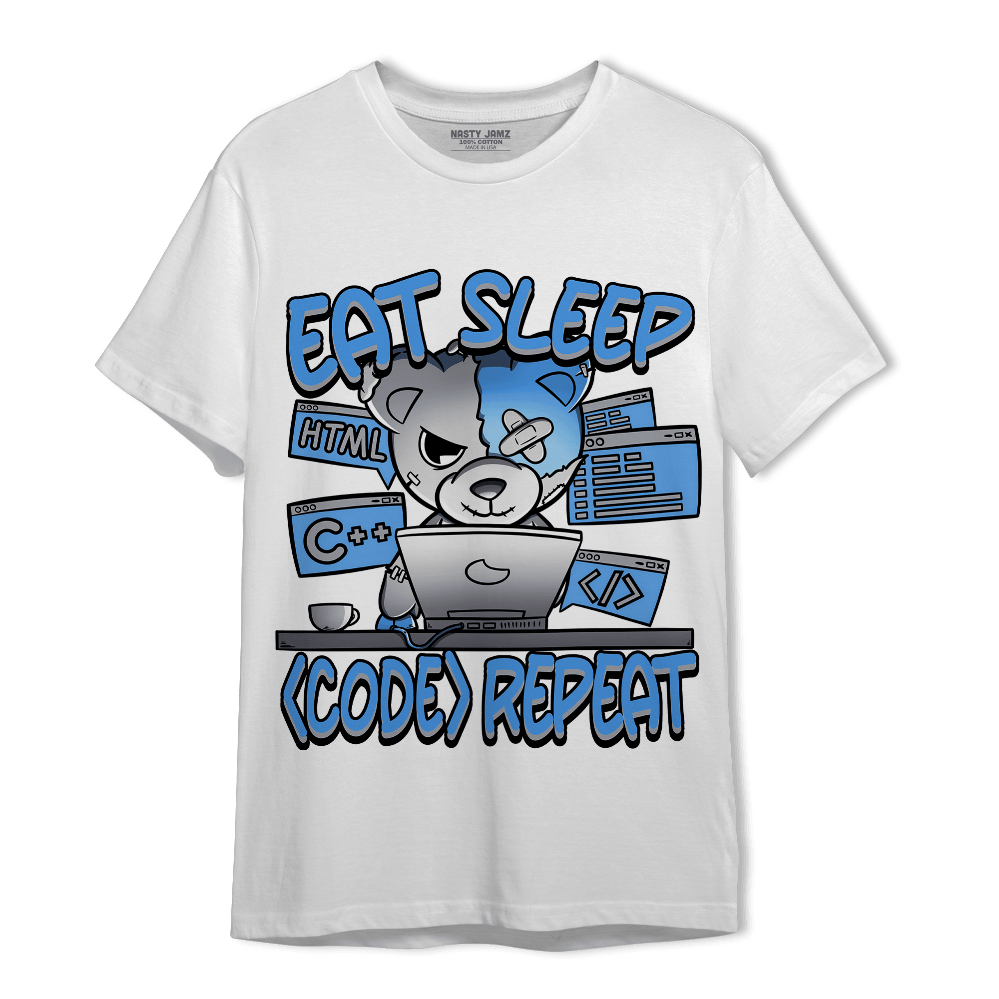 University Blue 5s T Shirt Match Eat Sleep Code BER - NastyJamz