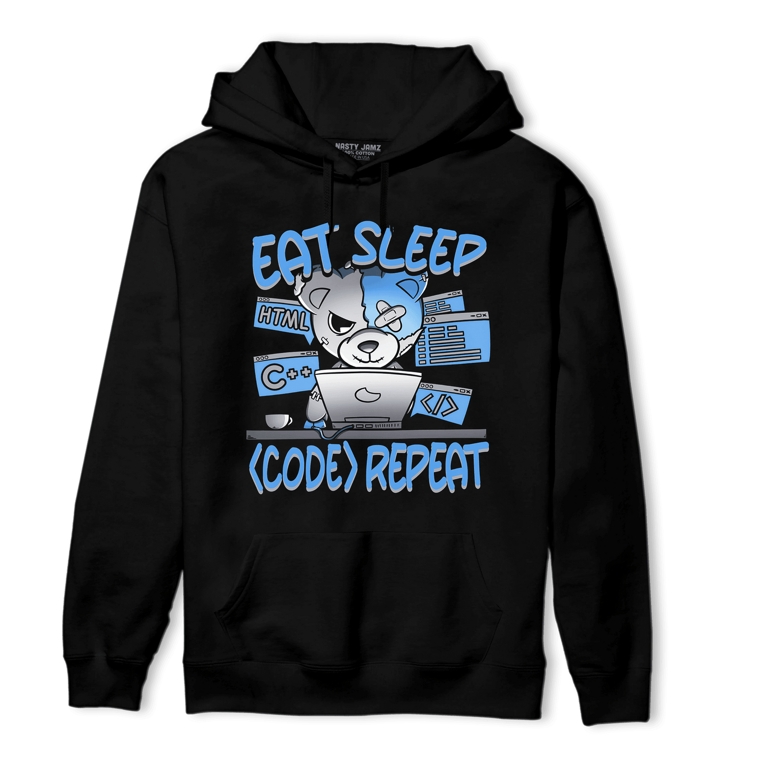 University Blue 5s Hoodie Match Eat Sleep Code BER - NastyJamz