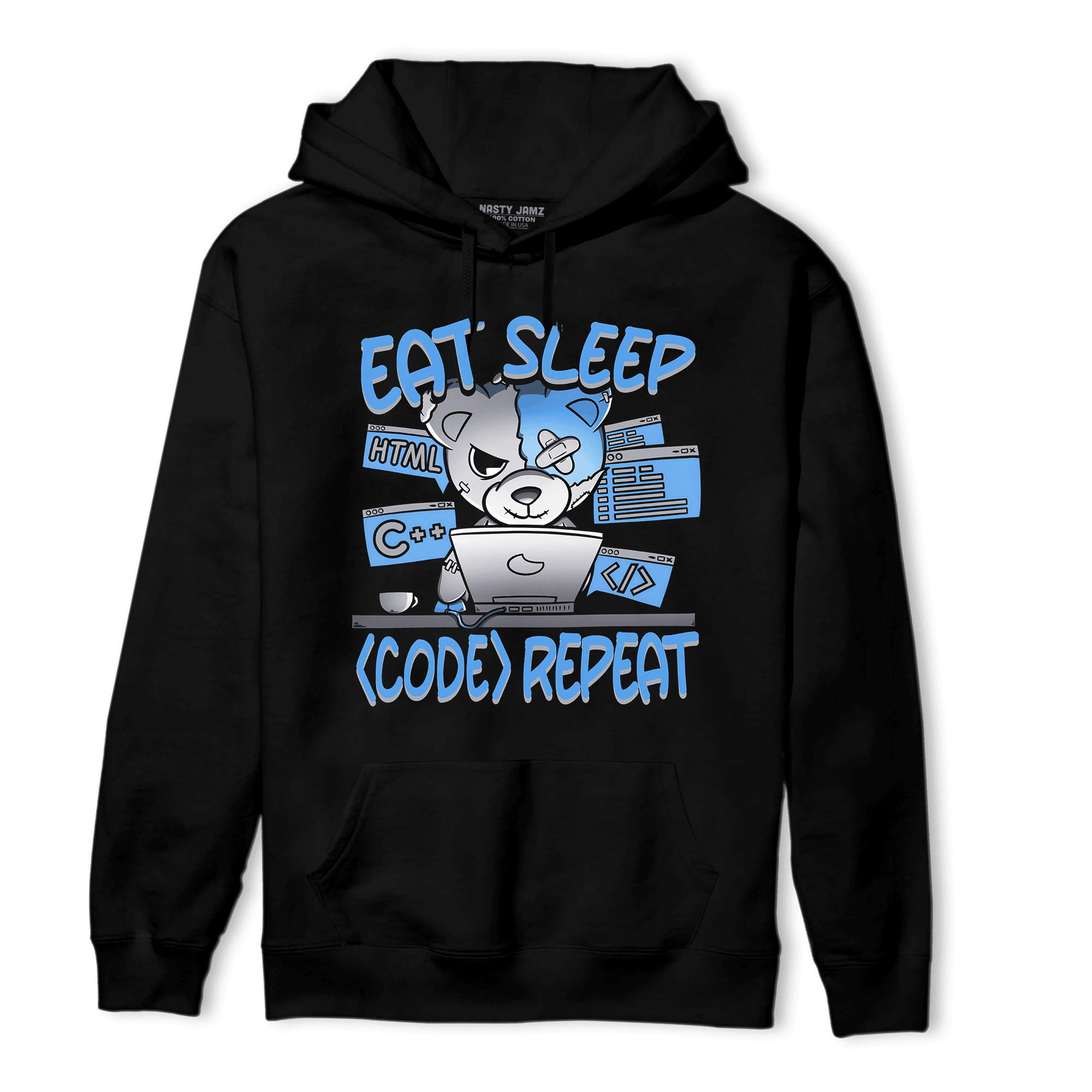 University Blue 5s Hoodie Match Eat Sleep Code BER - NastyJamz