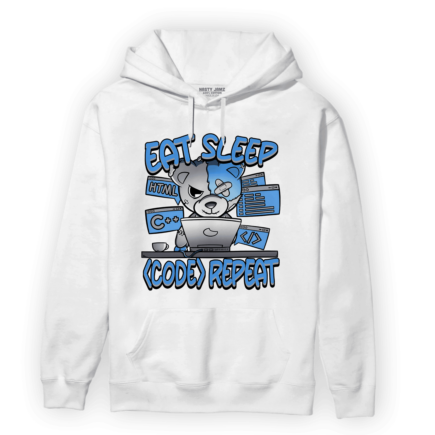 University Blue 5s Hoodie Match Eat Sleep Code BER - NastyJamz
