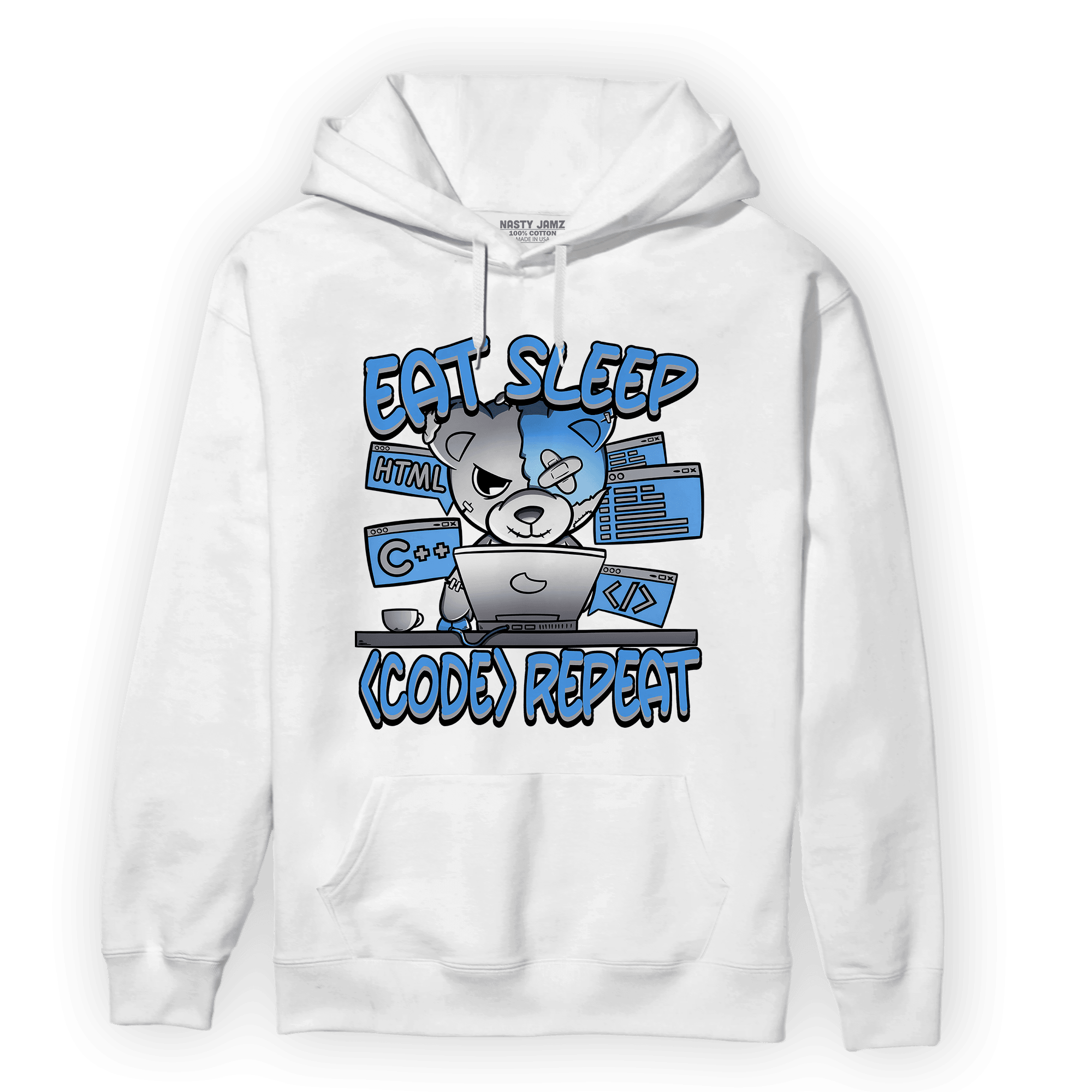 University Blue 5s Hoodie Match Eat Sleep Code BER - NastyJamz