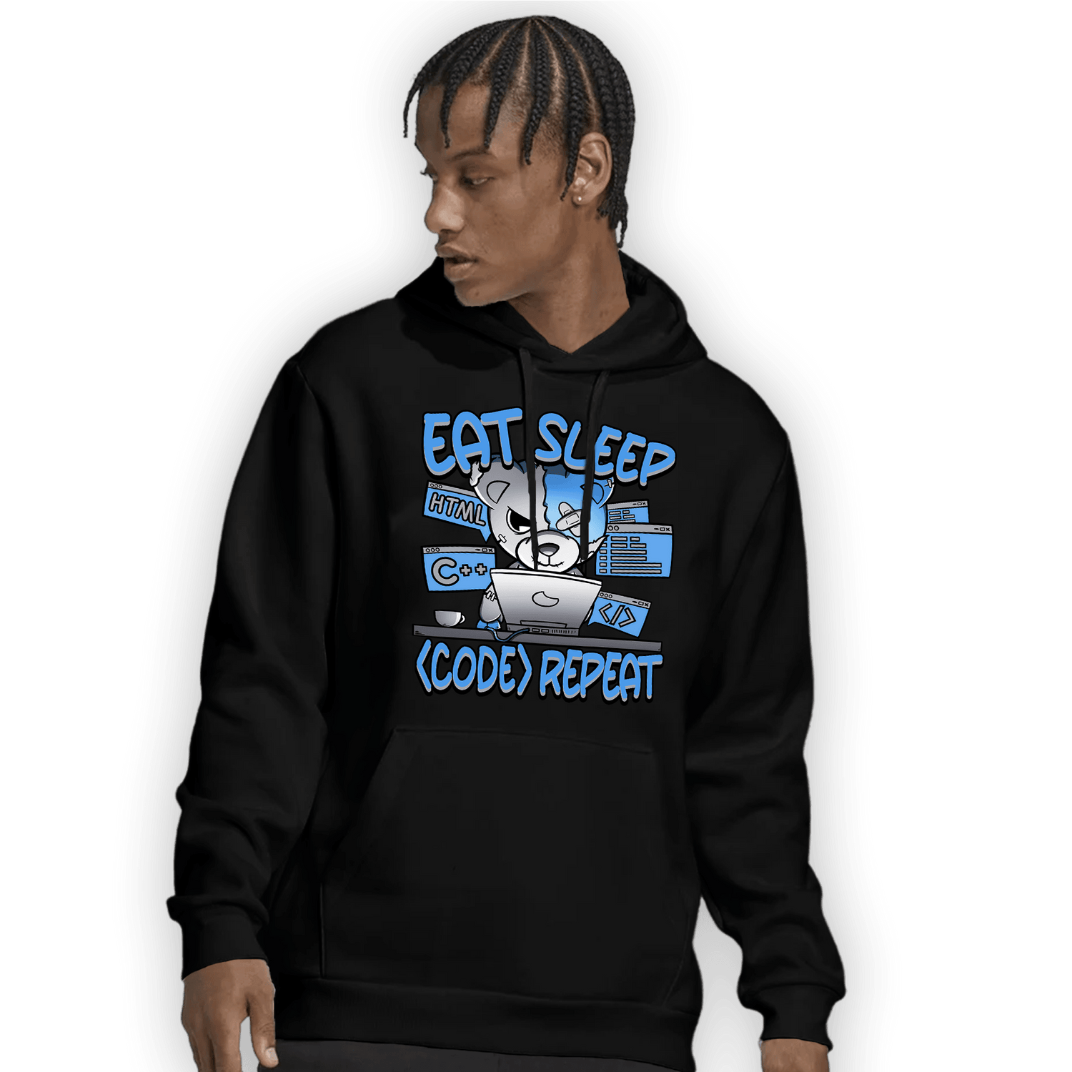 University Blue 5s Hoodie Match Eat Sleep Code BER - NastyJamz