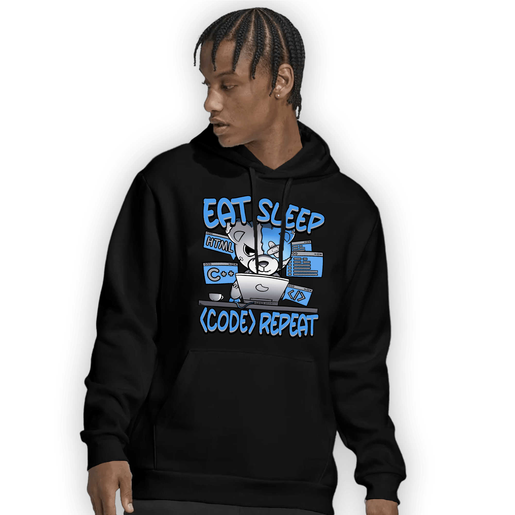 University Blue 5s Hoodie Match Eat Sleep Code BER - NastyJamz