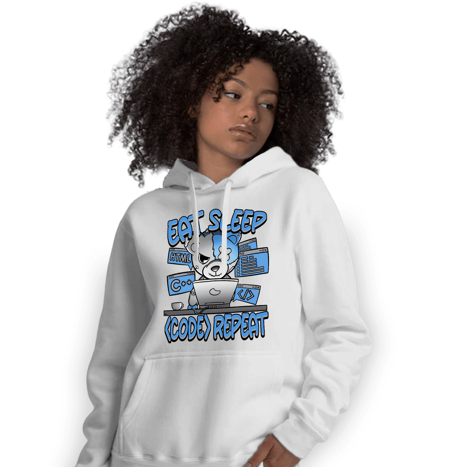 University Blue 5s Hoodie Match Eat Sleep Code BER - NastyJamz