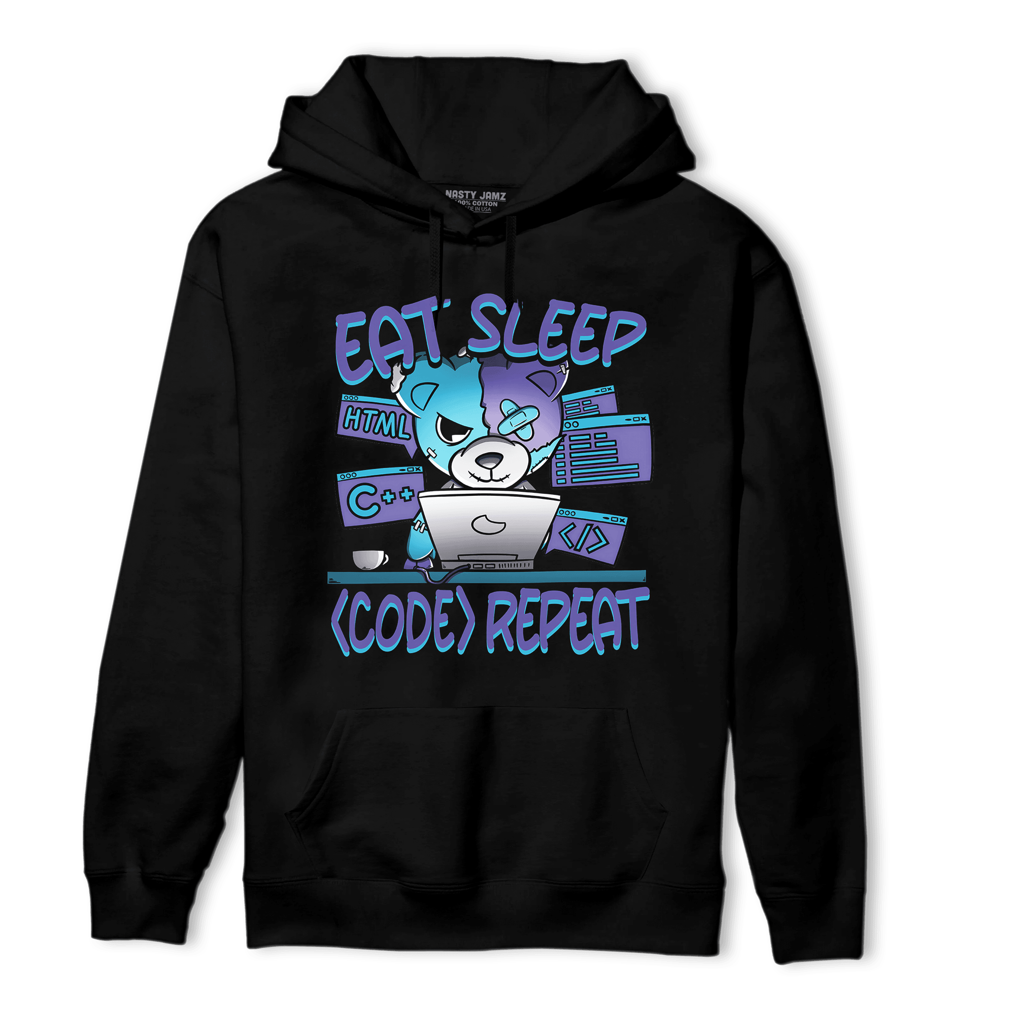 Aqua 6s Hoodie Match Eat Sleep Code BER - NastyJamz