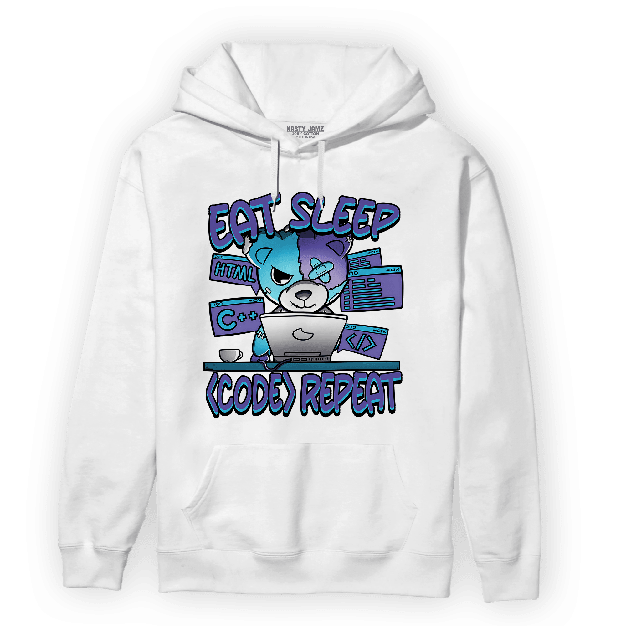Aqua 6s Hoodie Match Eat Sleep Code BER - NastyJamz