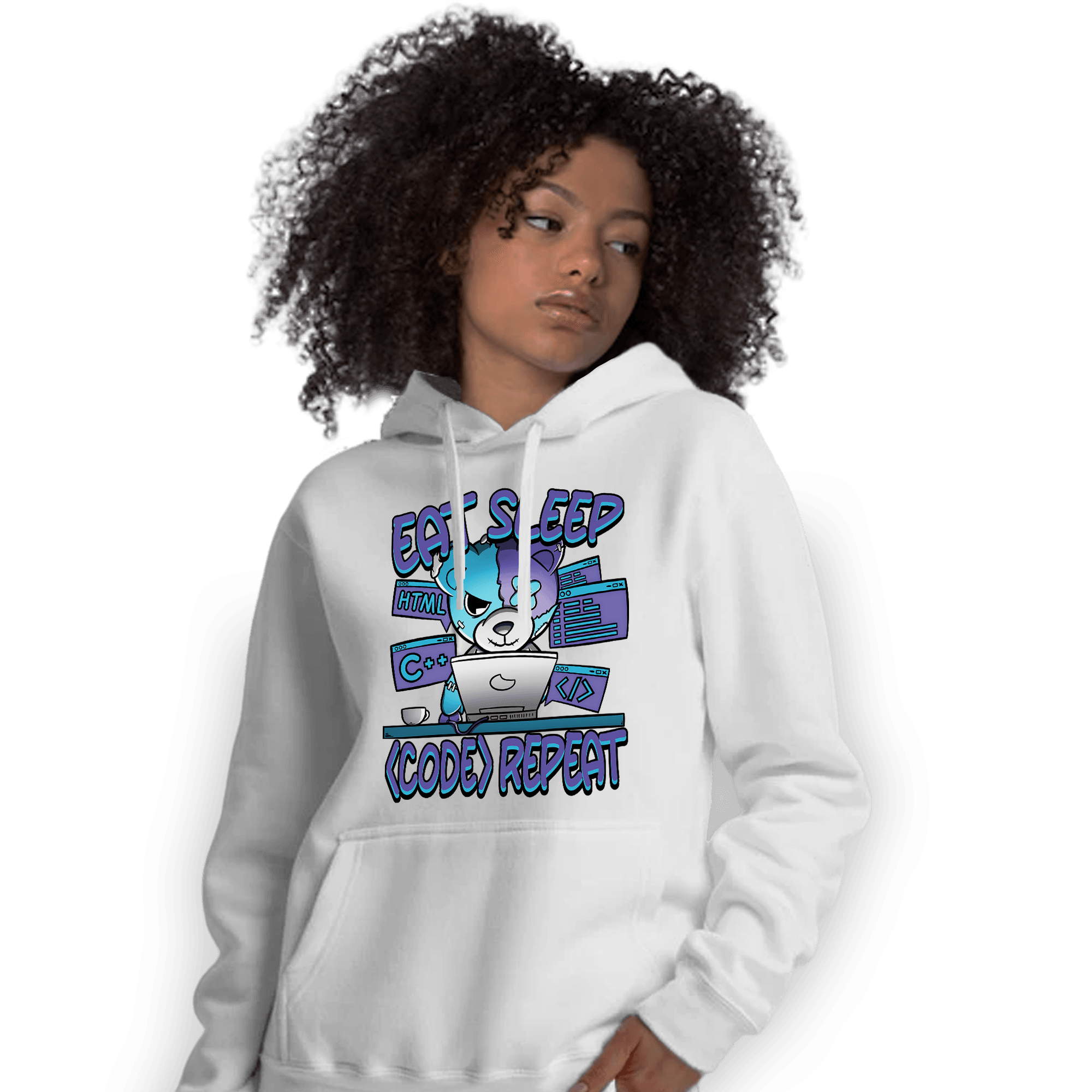 Aqua 6s Hoodie Match Eat Sleep Code BER - NastyJamz