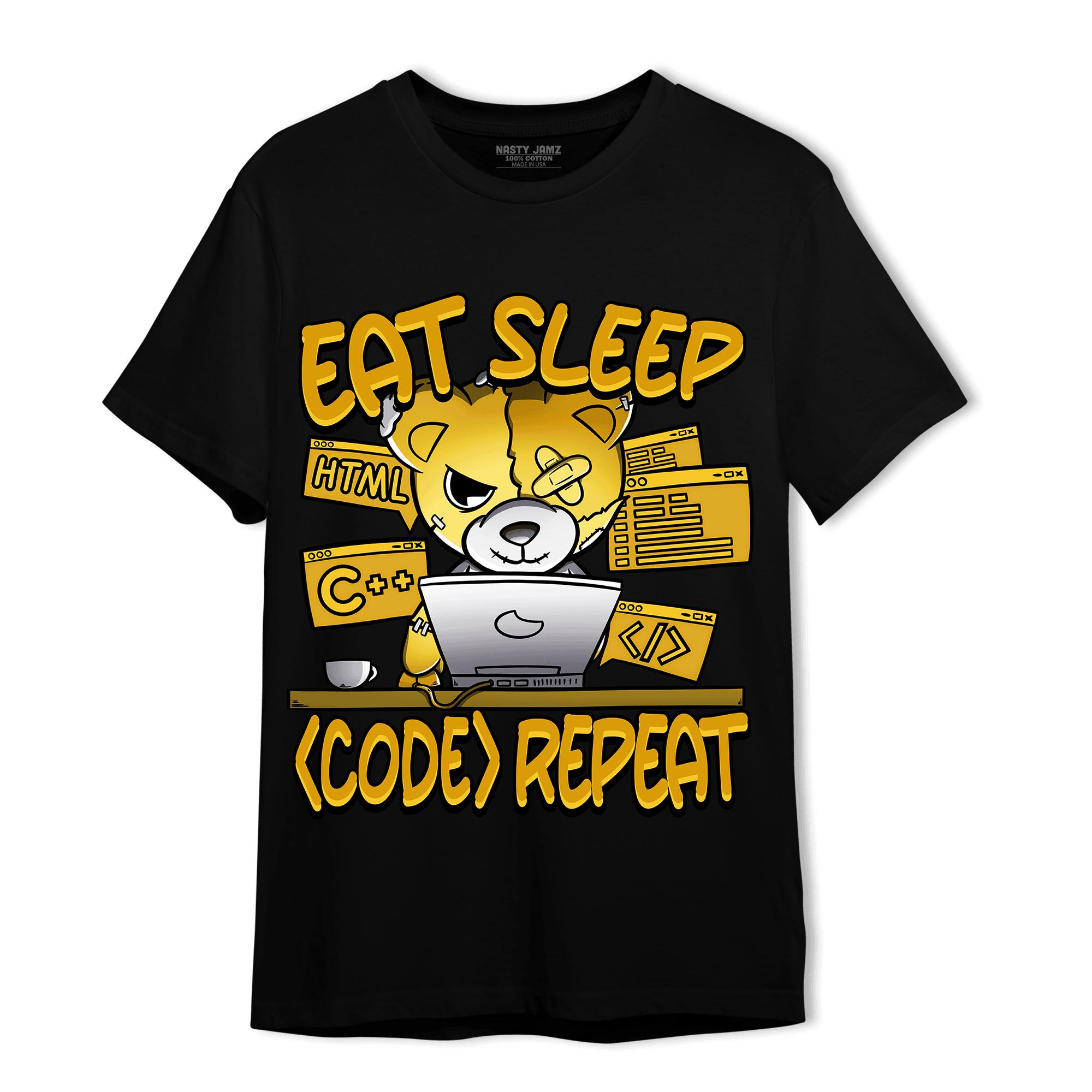 Yellow Ochre 6s T Shirt Match Eat Sleep Code BER - NastyJamz