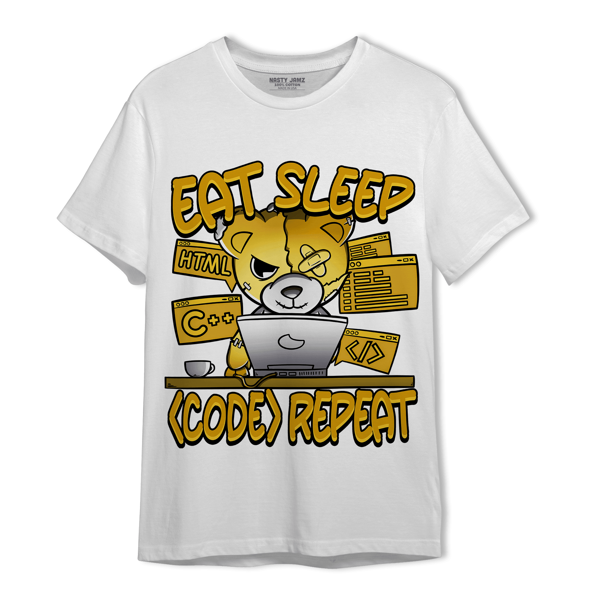 Yellow Ochre 6s T Shirt Match Eat Sleep Code BER - NastyJamz