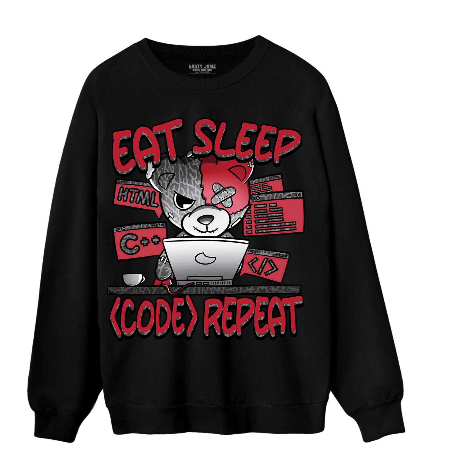 Spizike Low Bred Sweatshirt Match Eat Sleep Code BER - NastyJamz