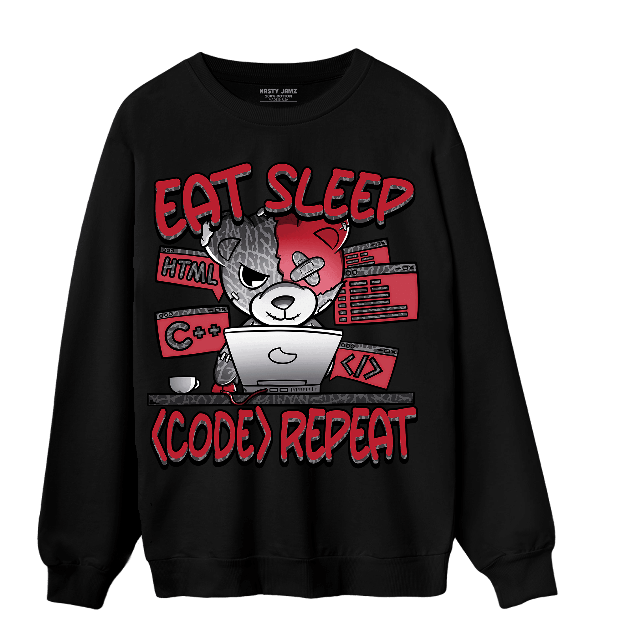 Spizike Low Bred Sweatshirt Match Eat Sleep Code BER - NastyJamz