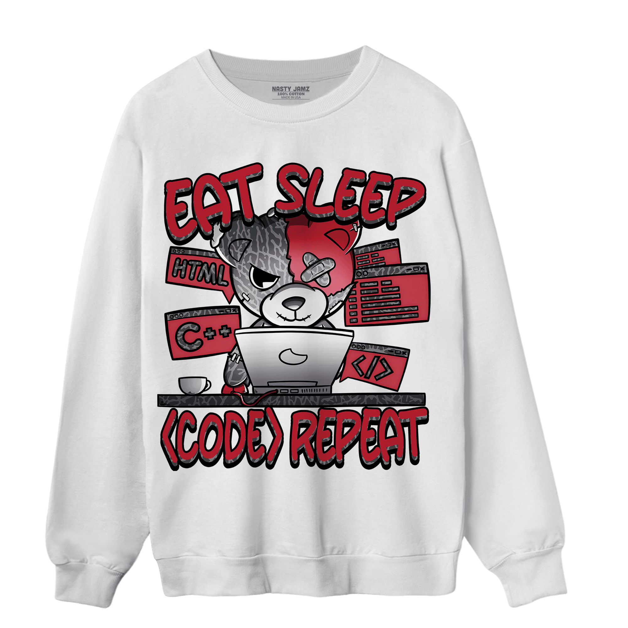 Spizike Low Bred Sweatshirt Match Eat Sleep Code BER - NastyJamz