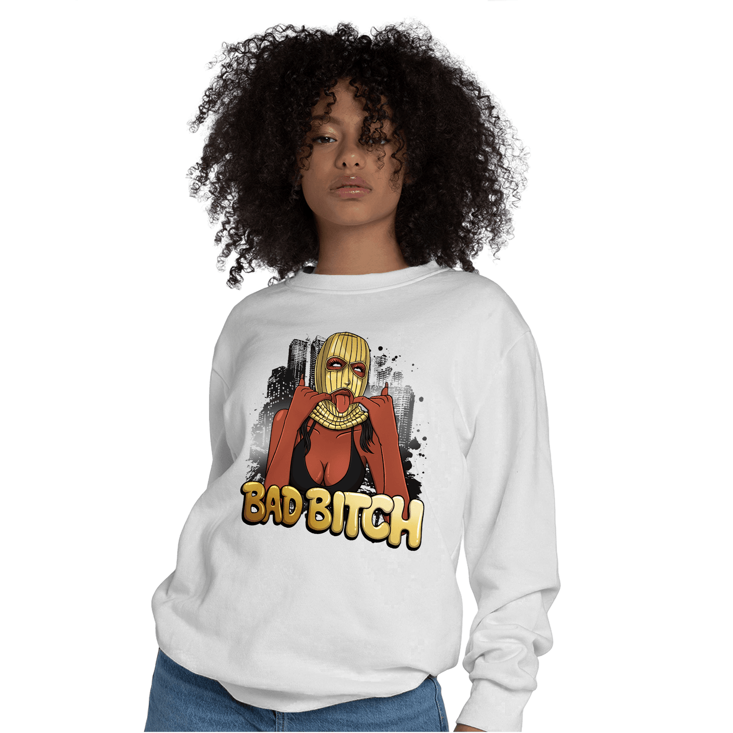 Mid SE Black Gold 1s Sweatshirt Match Gangster Bad Bitch - NastyJamz