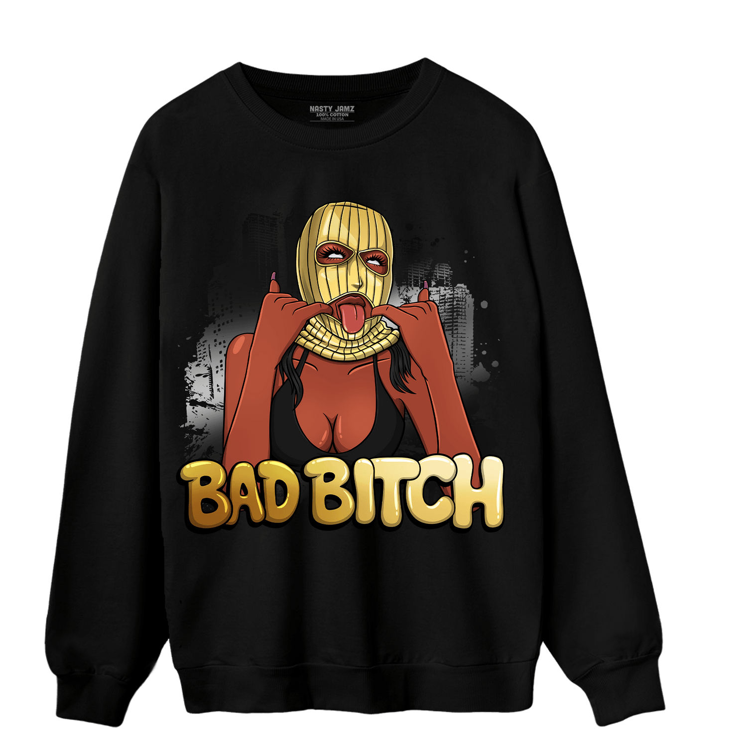 Mid SE Black Gold 1s Sweatshirt Match Gangster Bad Bitch - NastyJamz