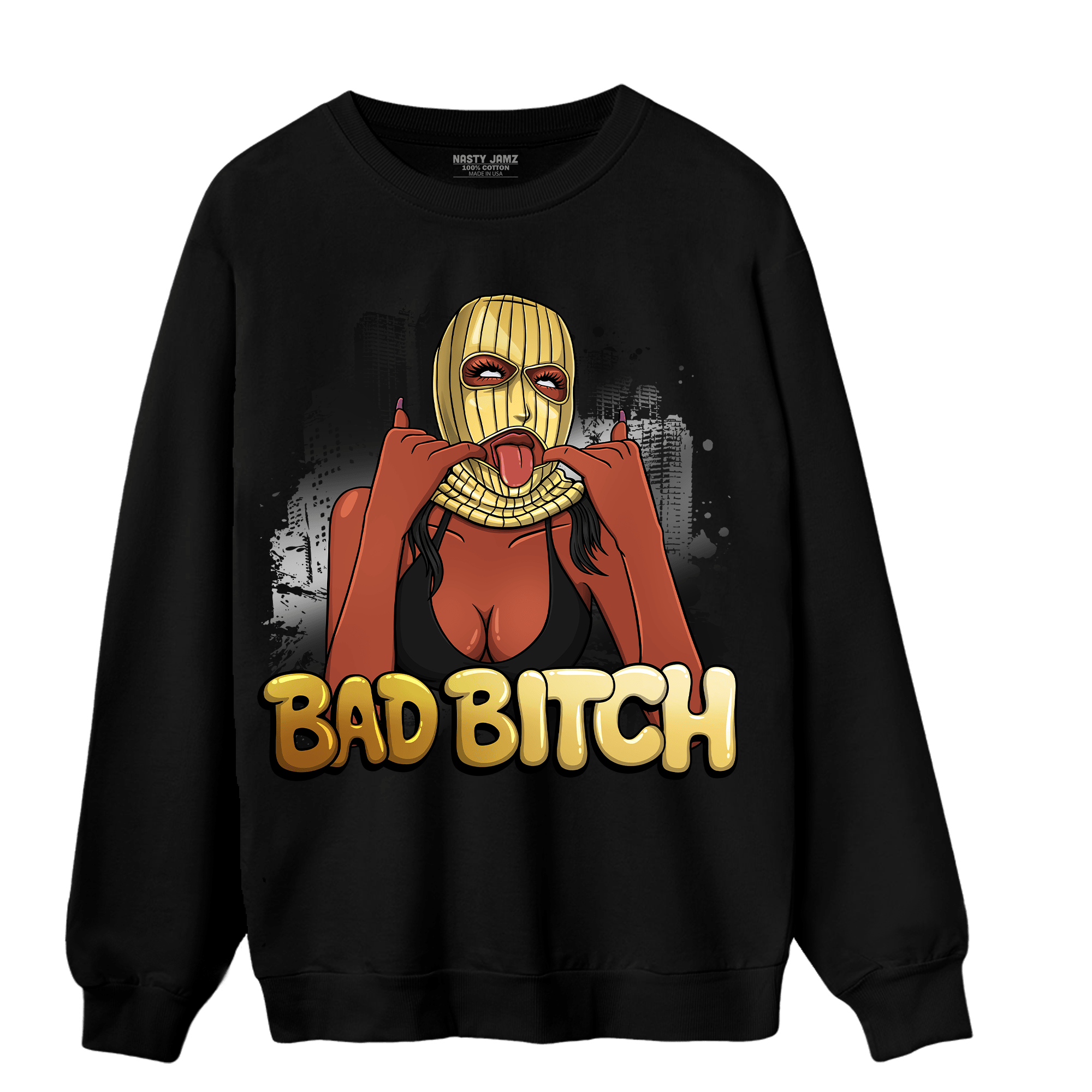 Mid SE Black Gold 1s Sweatshirt Match Gangster Bad Bitch - NastyJamz
