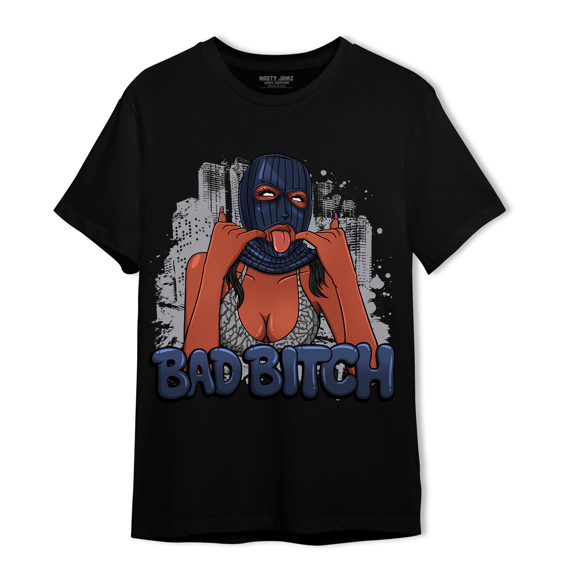 White Navy 3s T Shirt Match Gangster Bad Bitch - NastyJamz